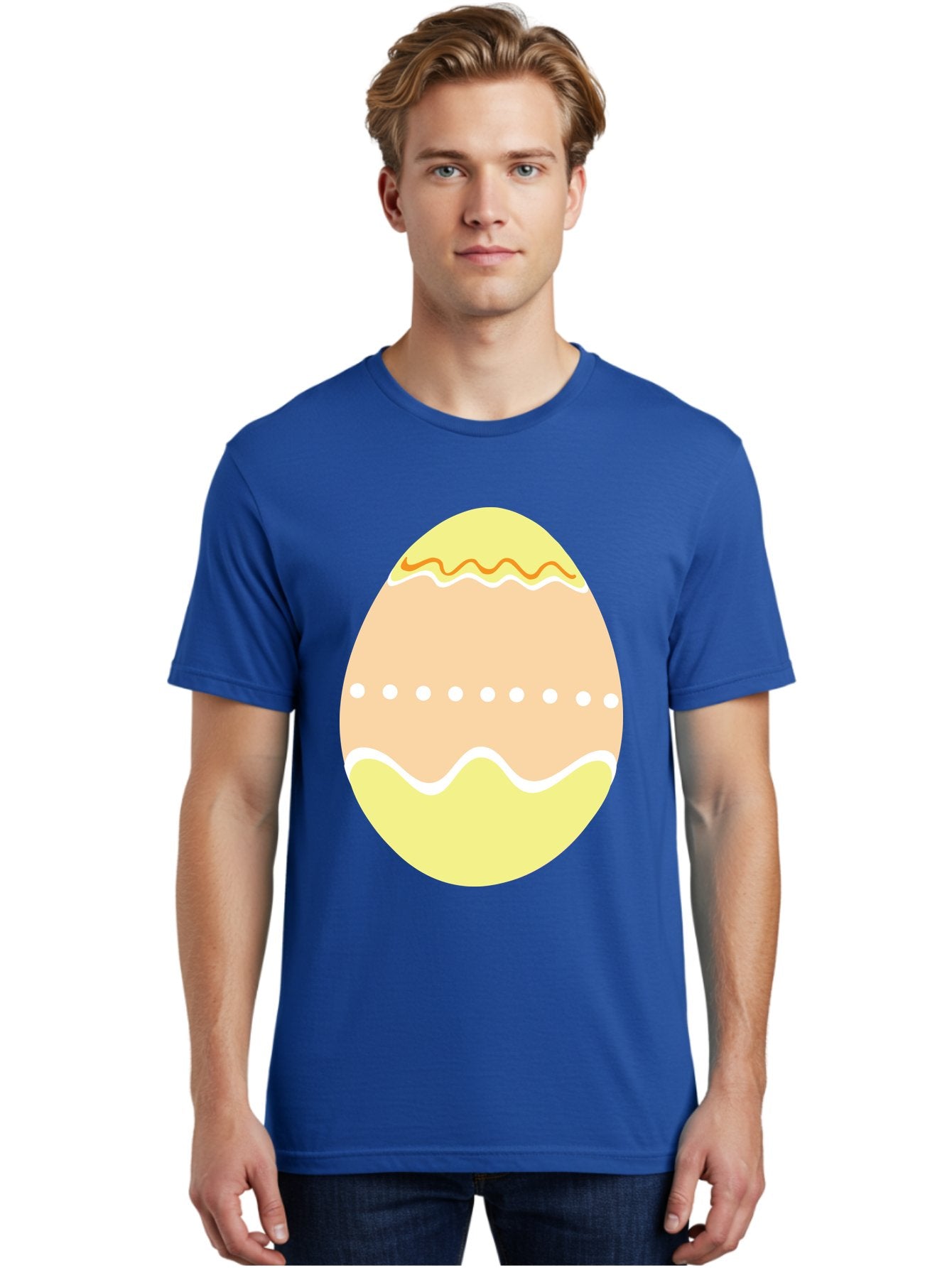 Decorated-Easter-Egg-2 Men'S Graphic Tee, 100% Cotton, Comfortable Casual Summer Wear, Machine Washable, Easter Egg, Decorated Egg, Spring Theme, Vibrant Colors, Wavy Lines, Dotted Pattern, Festive Design, Pastel Colors, Holiday Decoration, Aac633 23