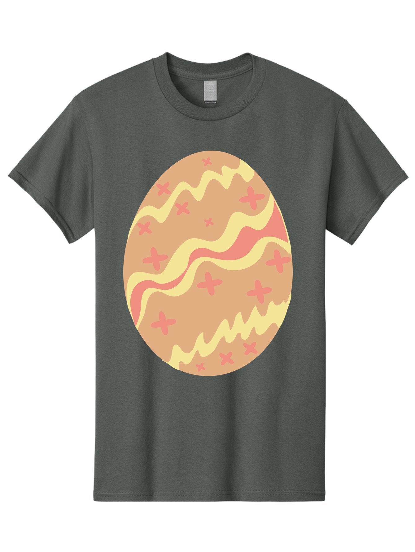 Decorated-Easter-Egg Men'S Graphic Tee, 100% Cotton, Comfortable Casual Summer Wear, Machine Washable, Easter Egg, Decorated Egg, Pastel Colors, Pink And Yellow Design, Cross Patterns, Wavy Lines, Spring Theme, Easter Decoration, Festive Egg Aac634 13