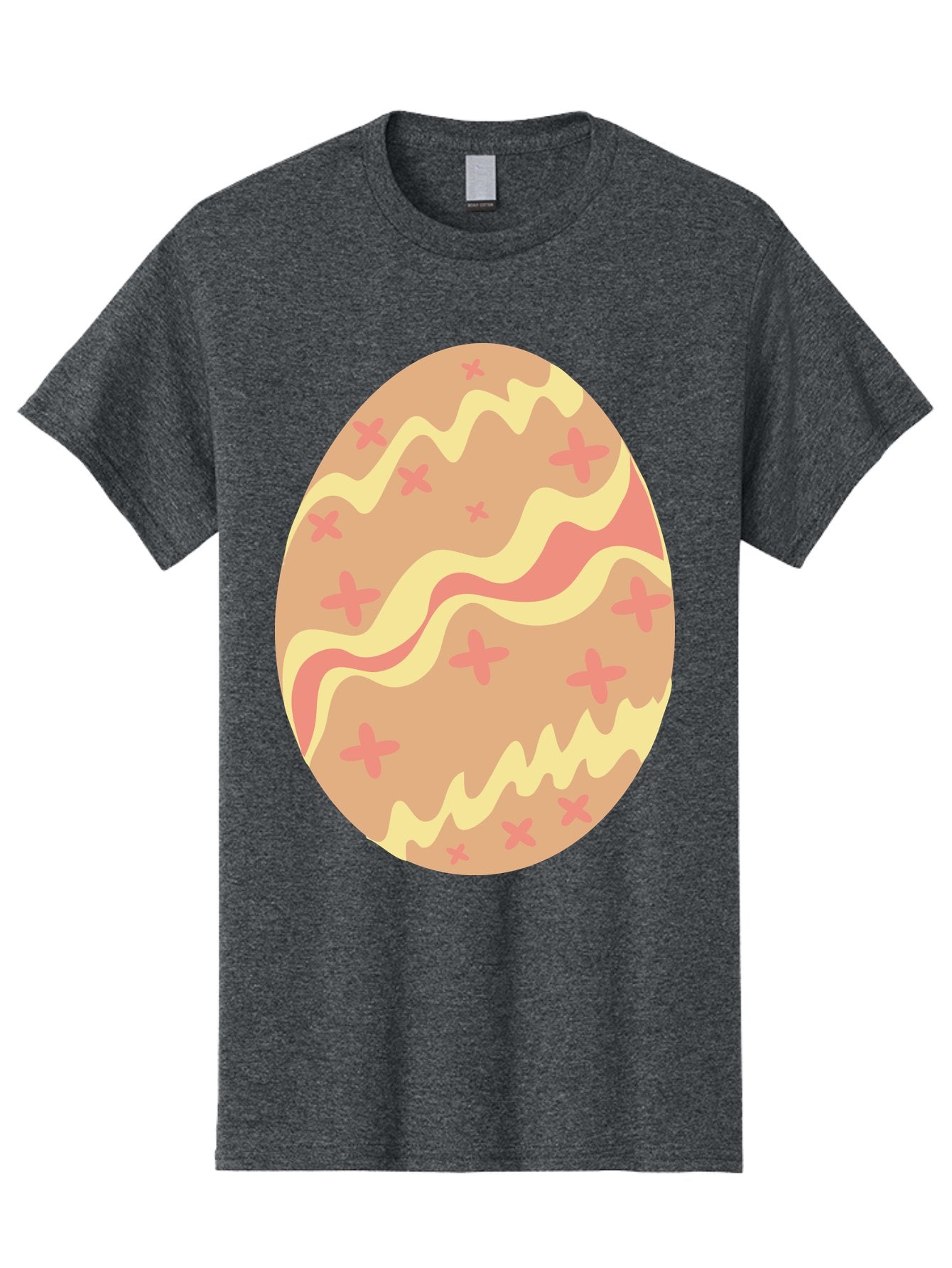 Decorated-Easter-Egg Men'S Graphic Tee, 100% Cotton, Comfortable Casual Summer Wear, Machine Washable, Easter Egg, Decorated Egg, Pastel Colors, Pink And Yellow Design, Cross Patterns, Wavy Lines, Spring Theme, Easter Decoration, Festive Egg Aac634 3