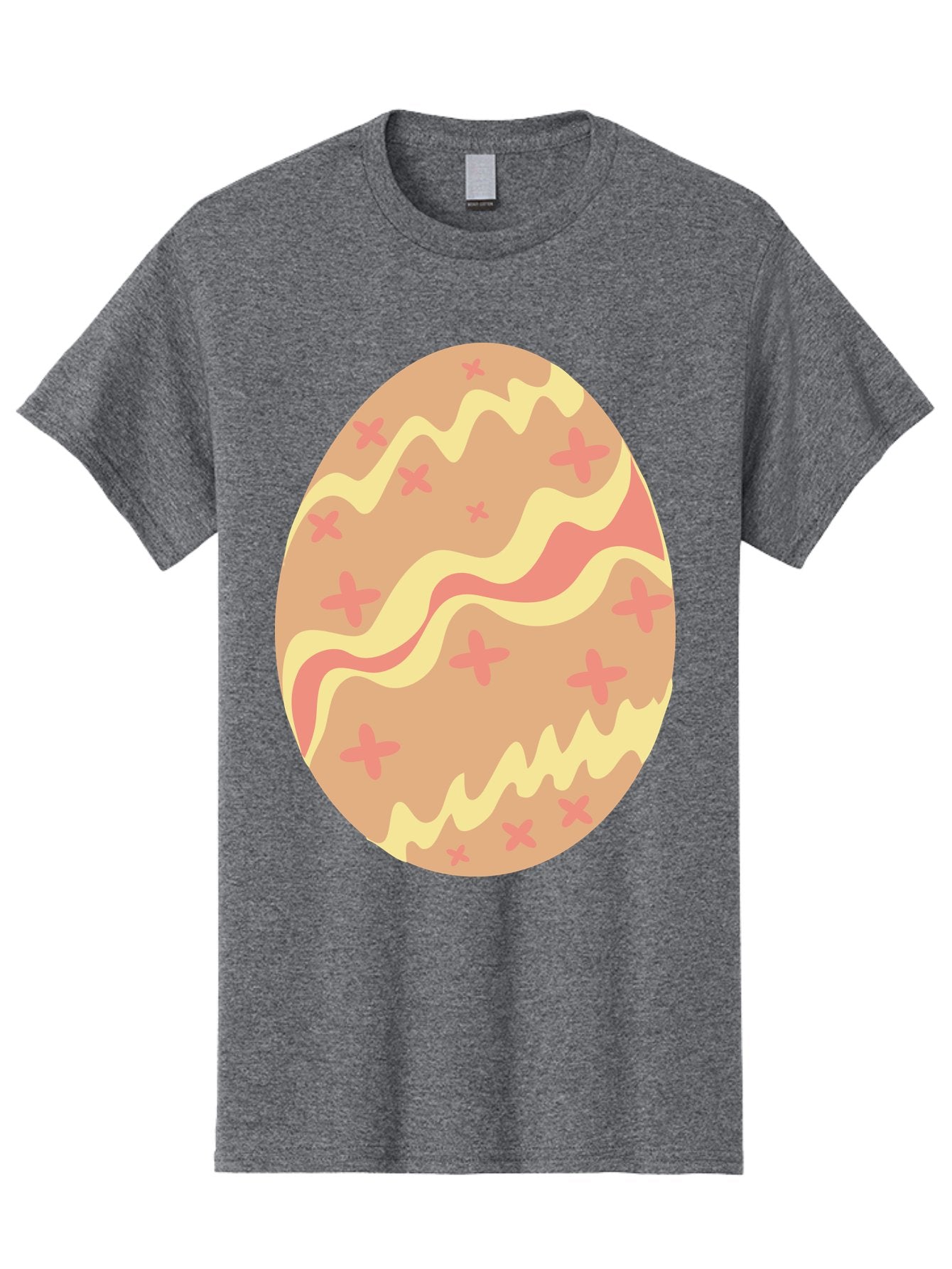 Decorated-Easter-Egg Men'S Graphic Tee, 100% Cotton, Comfortable Casual Summer Wear, Machine Washable, Easter Egg, Decorated Egg, Pastel Colors, Pink And Yellow Design, Cross Patterns, Wavy Lines, Spring Theme, Easter Decoration, Festive Egg Aac634 6