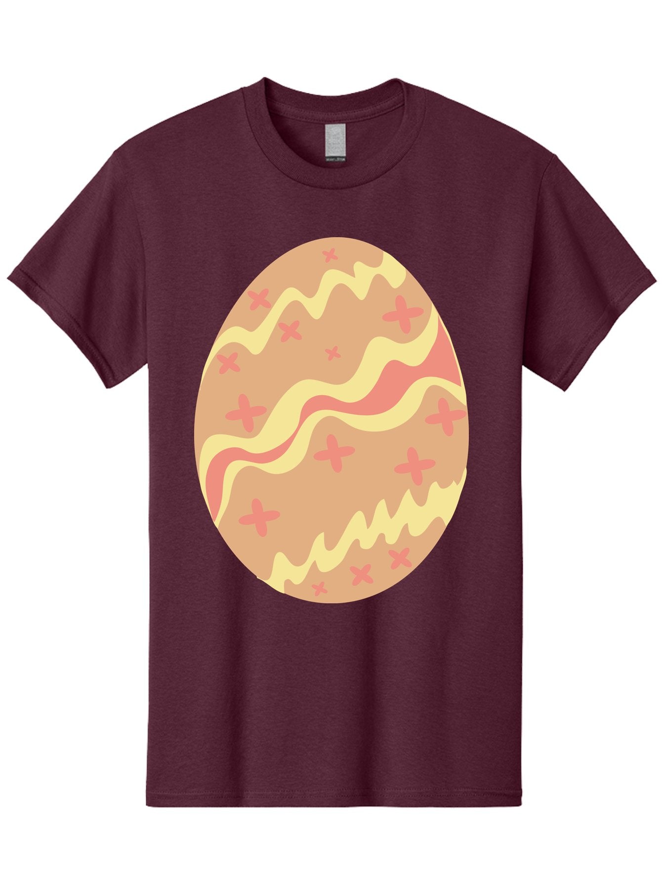 Decorated-Easter-Egg Men'S Graphic Tee, 100% Cotton, Comfortable Casual Summer Wear, Machine Washable, Easter Egg, Decorated Egg, Pastel Colors, Pink And Yellow Design, Cross Patterns, Wavy Lines, Spring Theme, Easter Decoration, Festive Egg Aac634