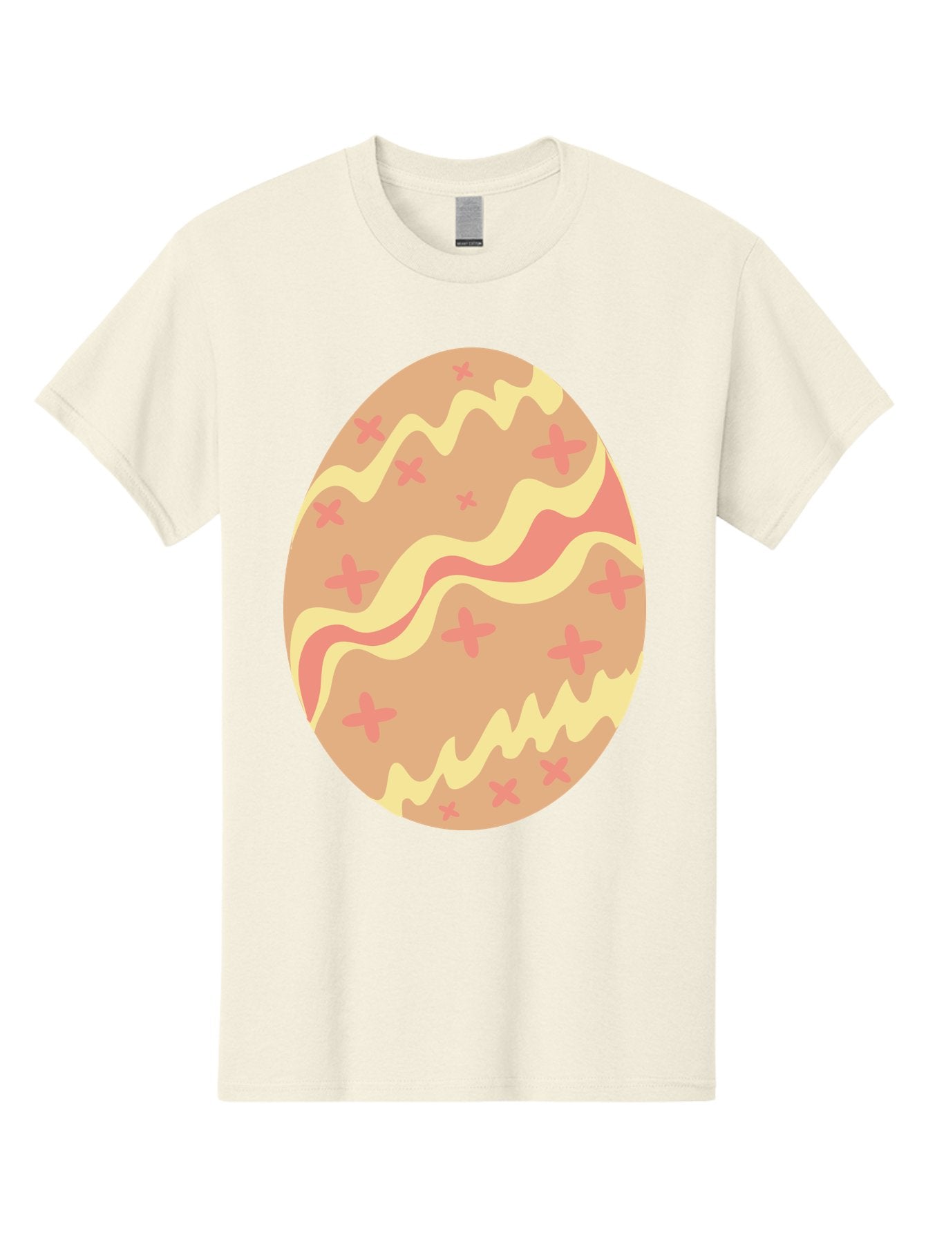 Decorated-Easter-Egg Men'S Graphic Tee, 100% Cotton, Comfortable Casual Summer Wear, Machine Washable, Easter Egg, Decorated Egg, Pastel Colors, Pink And Yellow Design, Cross Patterns, Wavy Lines, Spring Theme, Easter Decoration, Festive Egg Aac634