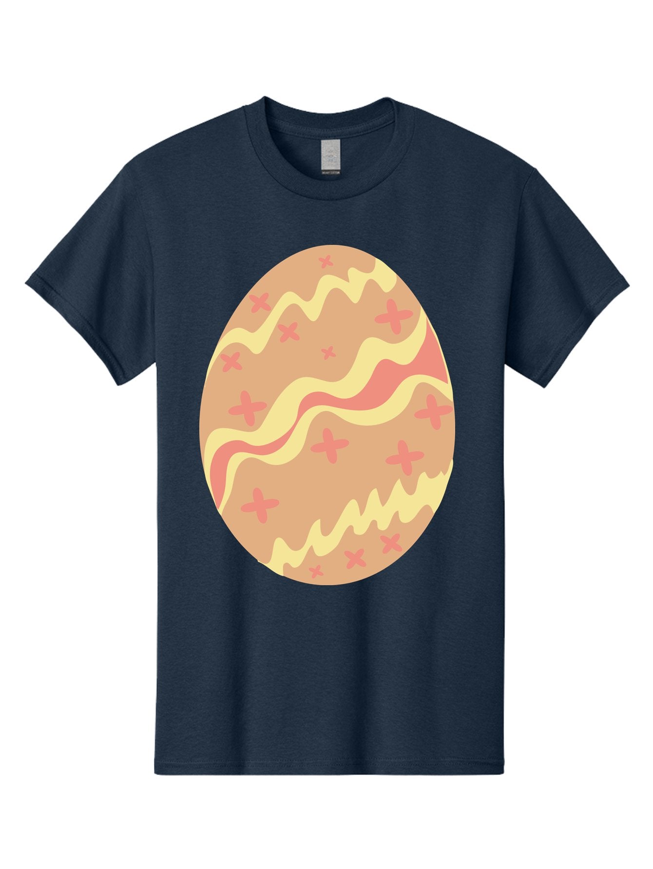 Decorated-Easter-Egg Men'S Graphic Tee, 100% Cotton, Comfortable Casual Summer Wear, Machine Washable, Easter Egg, Decorated Egg, Pastel Colors, Pink And Yellow Design, Cross Patterns, Wavy Lines, Spring Theme, Easter Decoration, Festive Egg Aac634 15