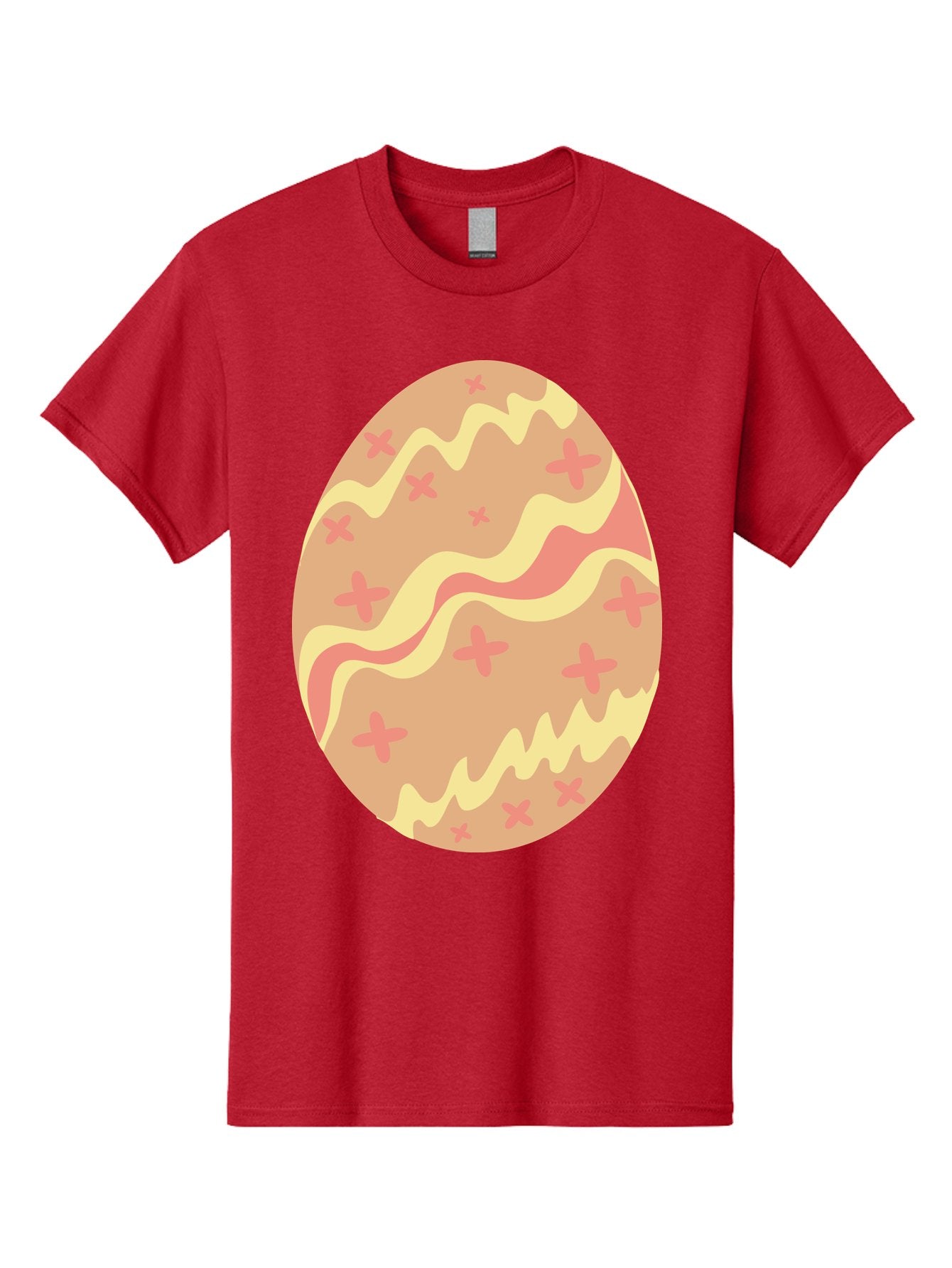 Decorated-Easter-Egg Men'S Graphic Tee, 100% Cotton, Comfortable Casual Summer Wear, Machine Washable, Easter Egg, Decorated Egg, Pastel Colors, Pink And Yellow Design, Cross Patterns, Wavy Lines, Spring Theme, Easter Decoration, Festive Egg Aac634 5