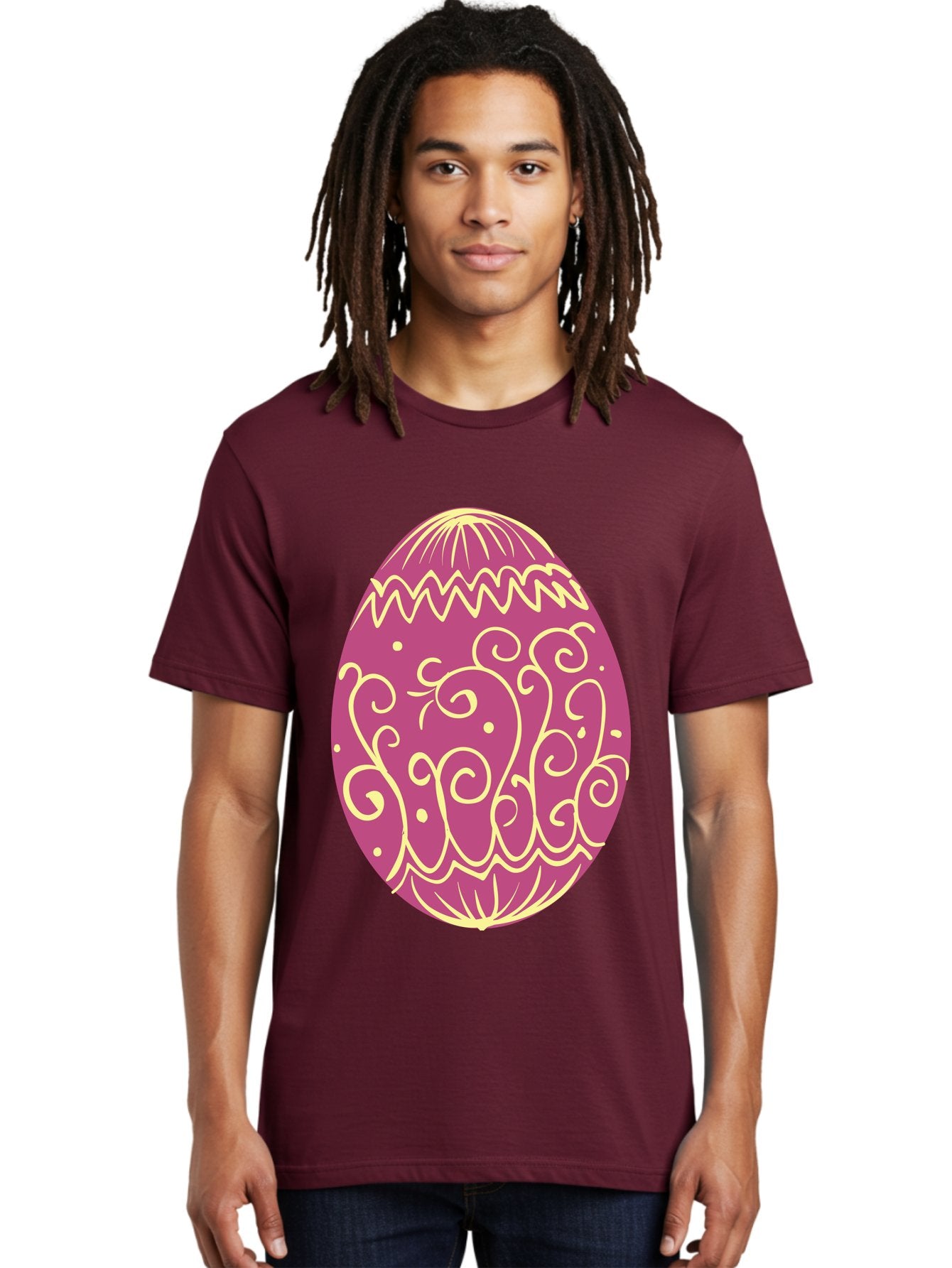Decorated-Egg Men'S Graphic Tee, 100% Cotton, Comfortable Casual Summer Wear, Machine Washable, Decorated Easter Egg, Purple And Gold, Intricate Designs, Swirling Patterns, Festive Colors, Easter Celebration, Spring Decoration, Ornate Egg Aac635 27