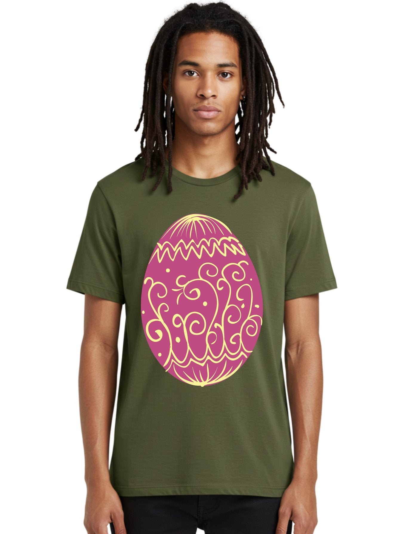 Decorated-Egg Men'S Graphic Tee, 100% Cotton, Comfortable Casual Summer Wear, Machine Washable, Decorated Easter Egg, Purple And Gold, Intricate Designs, Swirling Patterns, Festive Colors, Easter Celebration, Spring Decoration, Ornate Egg Aac635 21