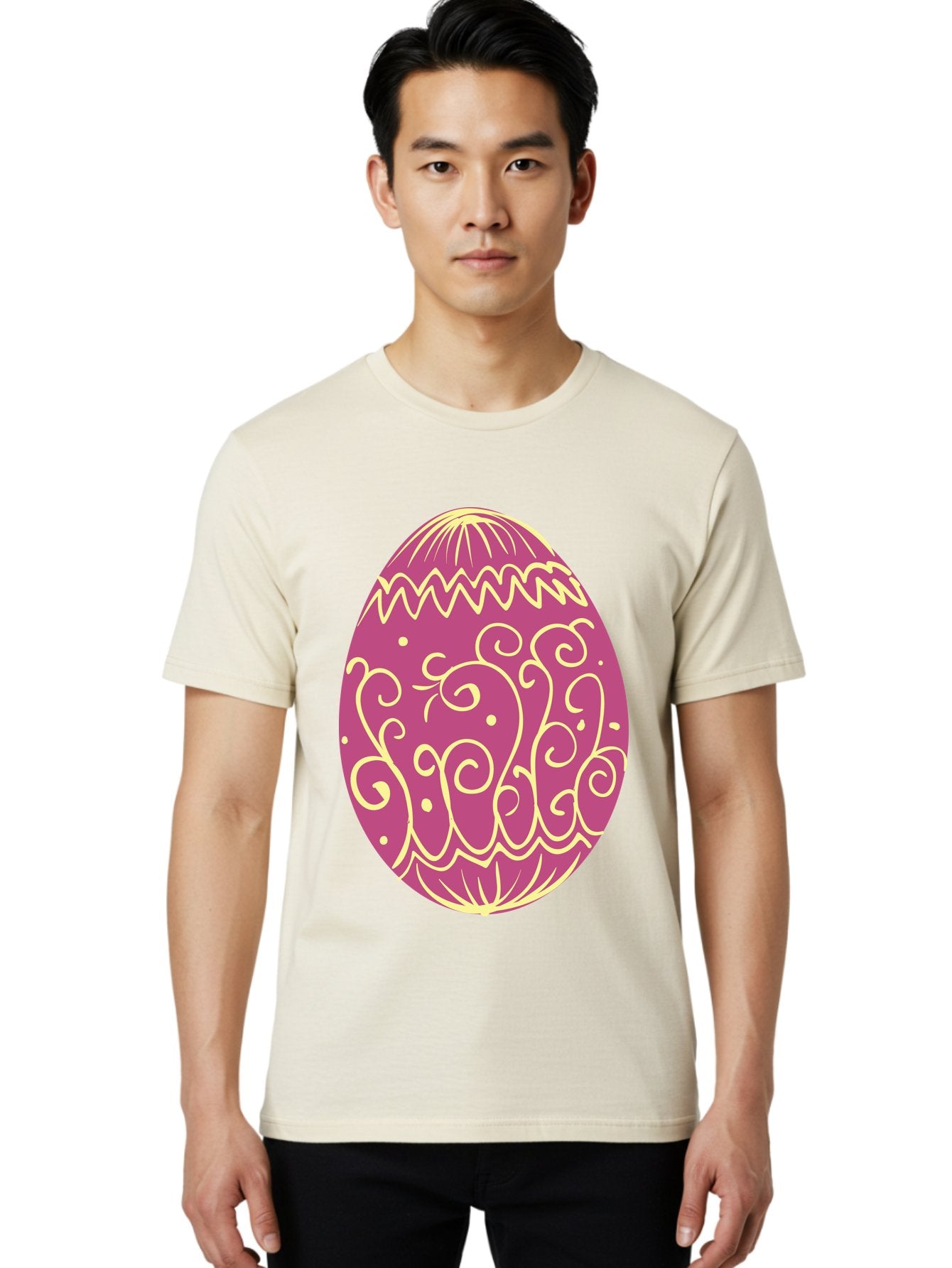 Decorated-Egg Men'S Graphic Tee, 100% Cotton, Comfortable Casual Summer Wear, Machine Washable, Decorated Easter Egg, Purple And Gold, Intricate Designs, Swirling Patterns, Festive Colors, Easter Celebration, Spring Decoration, Ornate Egg Aac635 28