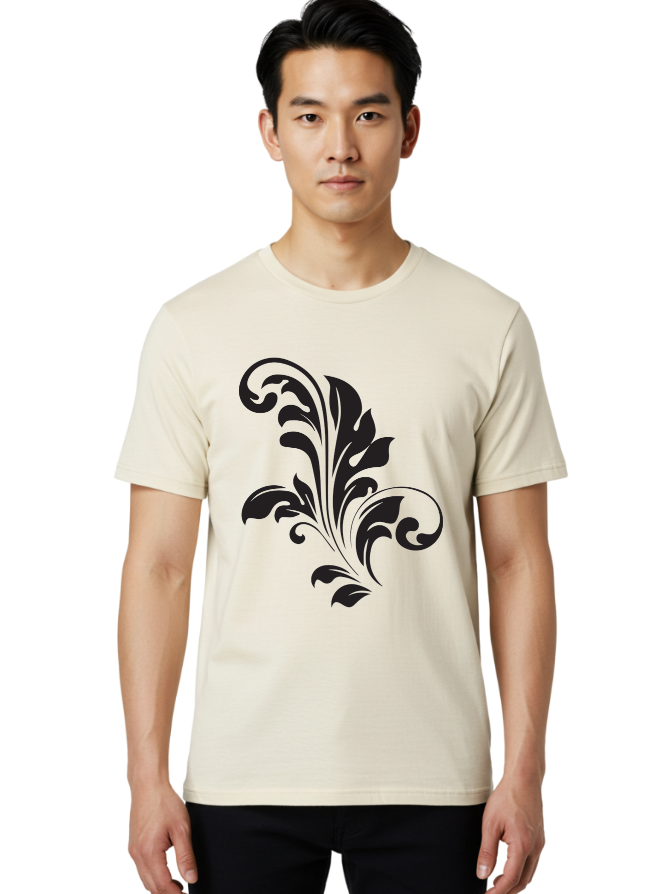 Decorative-Leaf-Pattern Men'S Graphic Tee, 100% Cotton, Comfortable Casual Summer Wear, Machine Washable, Floral Pattern, Leaf Design, Luxury Decor, Elegant Motifs, Intricate Details, Ornate Style, Classic Design Elements, Decorative Art Aac636 8