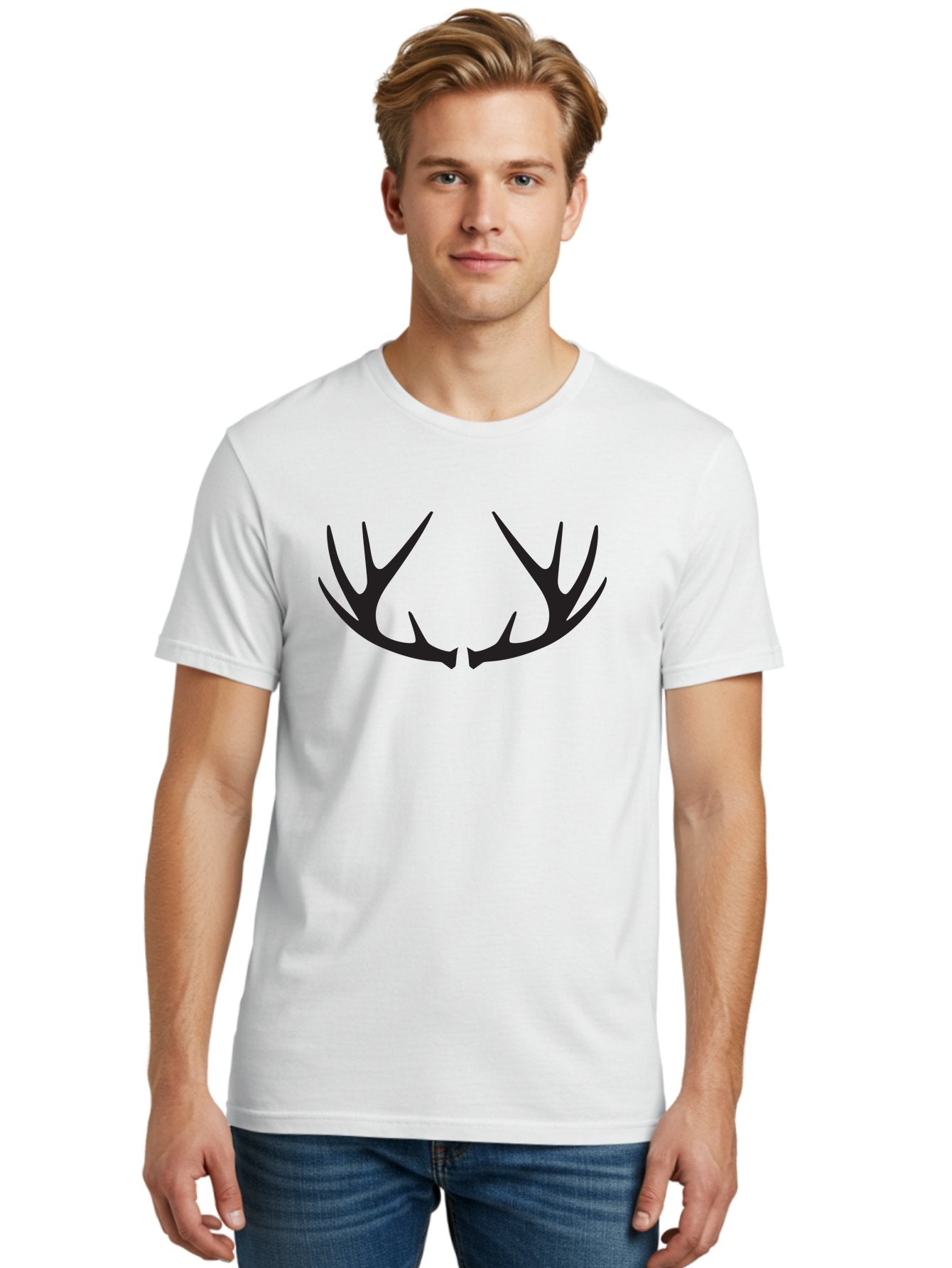 Deer-Antlers-1 Men'S Graphic Tee, 100% Cotton, Comfortable Casual Summer Wear, Machine Washable, Deer Antlers, Hunting, Wildlife, Outdoor Gear, Hunting Trophies, Animal Silhouettes, Forest Life Aac638 28