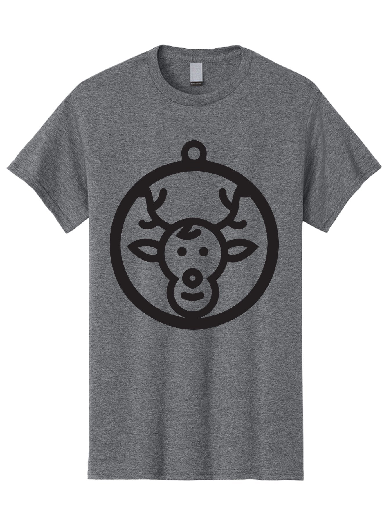 Deer-Head-Ornament Men'S Graphic Tee, 100% Cotton, Comfortable Casual Summer Wear, Machine Washable, Reindeer Face, Minimalist Design, Festive Decoration, Christmas Symbol, Holiday Theme, Cartoon Deer, Simple Illustration, Ornament Shape Aac640 15