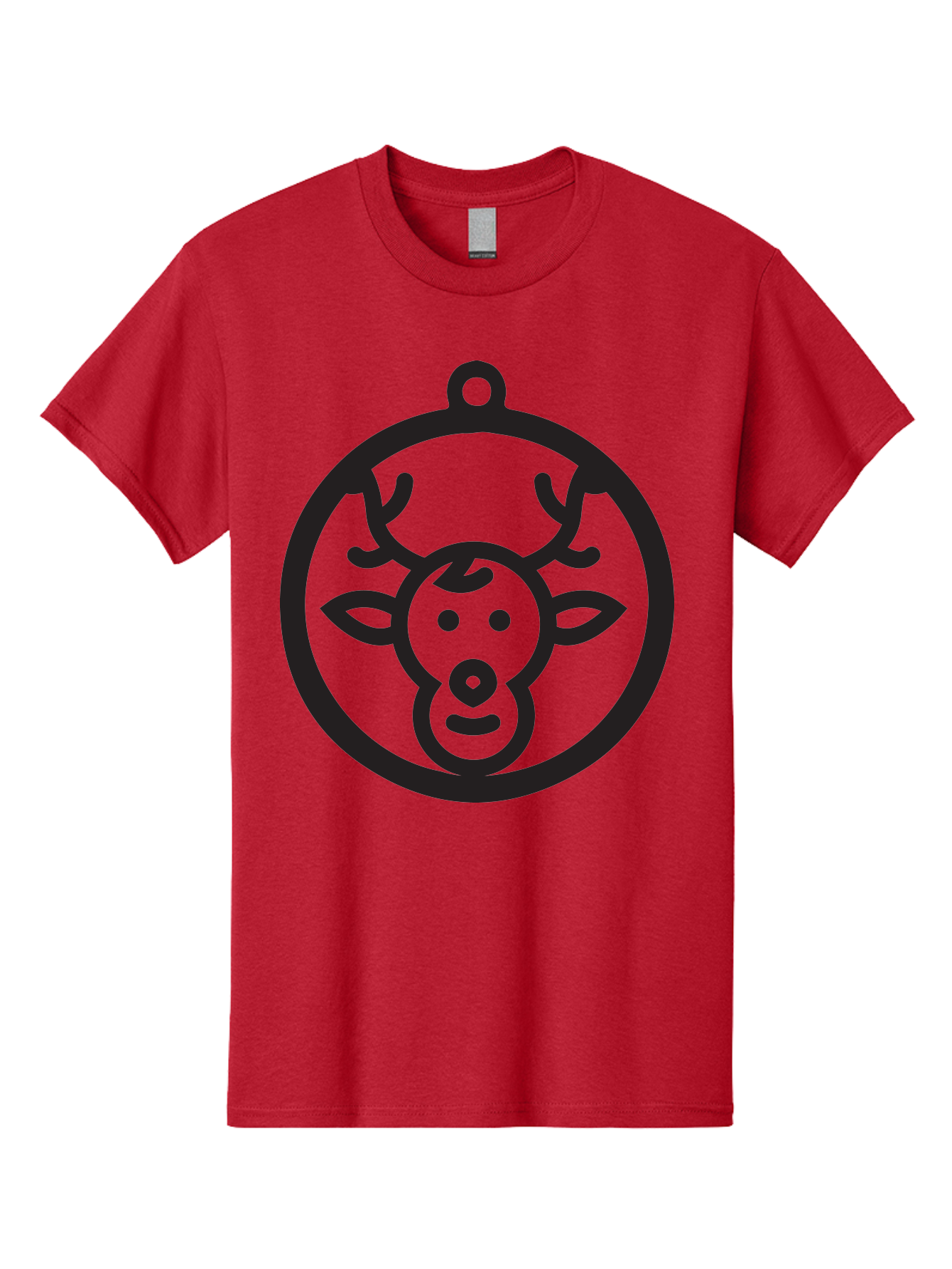 Deer-Head-Ornament Men'S Graphic Tee, 100% Cotton, Comfortable Casual Summer Wear, Machine Washable, Reindeer Face, Minimalist Design, Festive Decoration, Christmas Symbol, Holiday Theme, Cartoon Deer, Simple Illustration, Ornament Shape Aac640 19