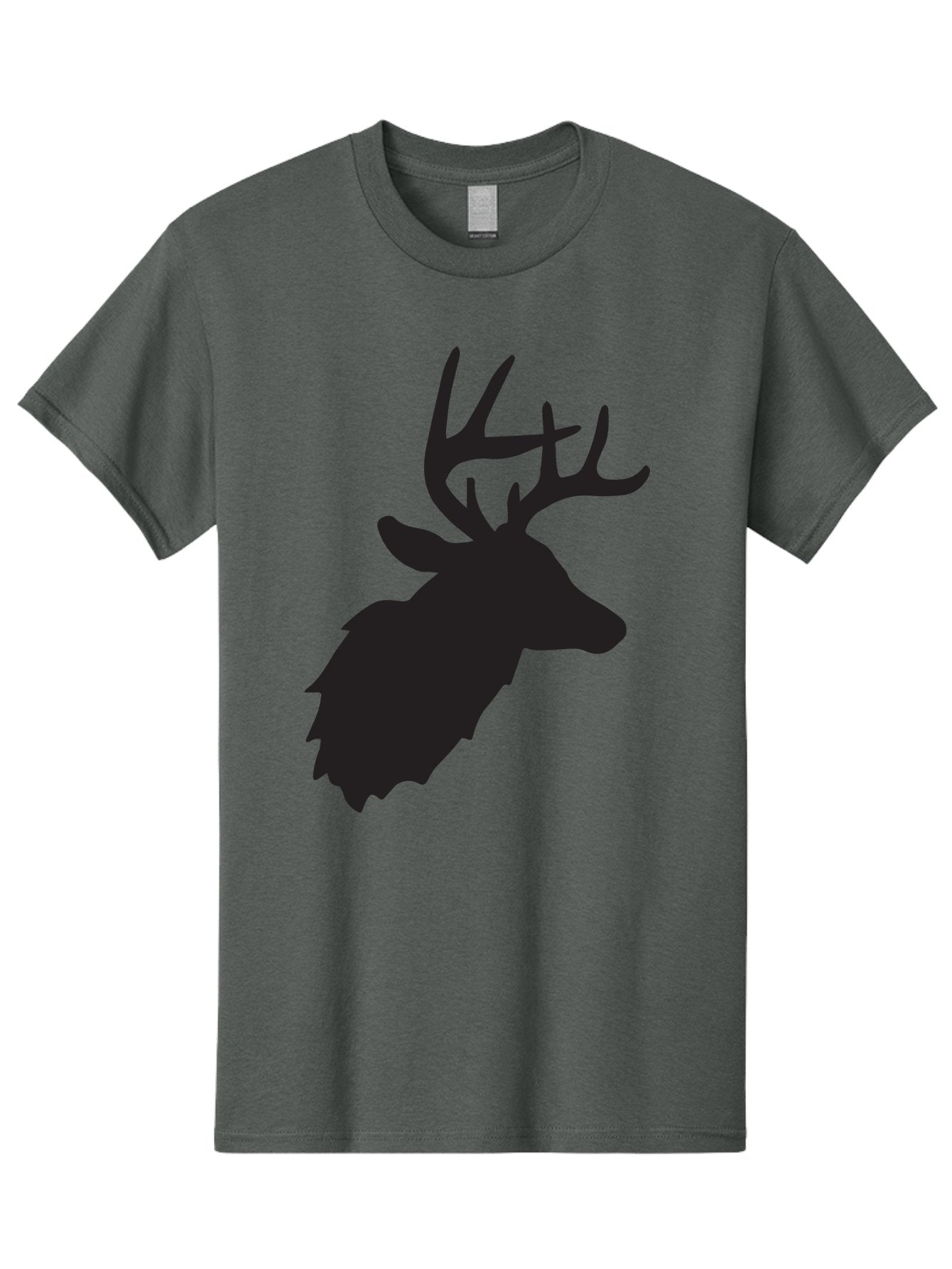 Deer-Head-Silhouette Men'S Graphic Tee, 100% Cotton, Comfortable Casual Summer Wear, Machine Washable, Elk Silhouette, Wildlife Art, Majestic Animal, Forest Creature, Hunting Symbol, Nature Icon, Graphic Design, Simple Illustration, Aac641 14