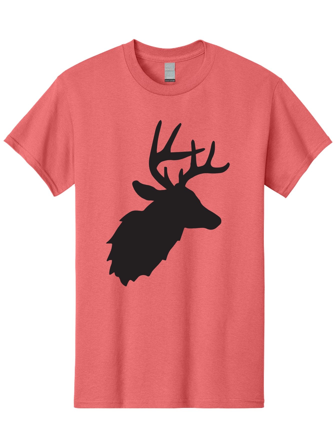 Deer-Head-Silhouette Men'S Graphic Tee, 100% Cotton, Comfortable Casual Summer Wear, Machine Washable, Elk Silhouette, Wildlife Art, Majestic Animal, Forest Creature, Hunting Symbol, Nature Icon, Graphic Design, Simple Illustration, Aac641
