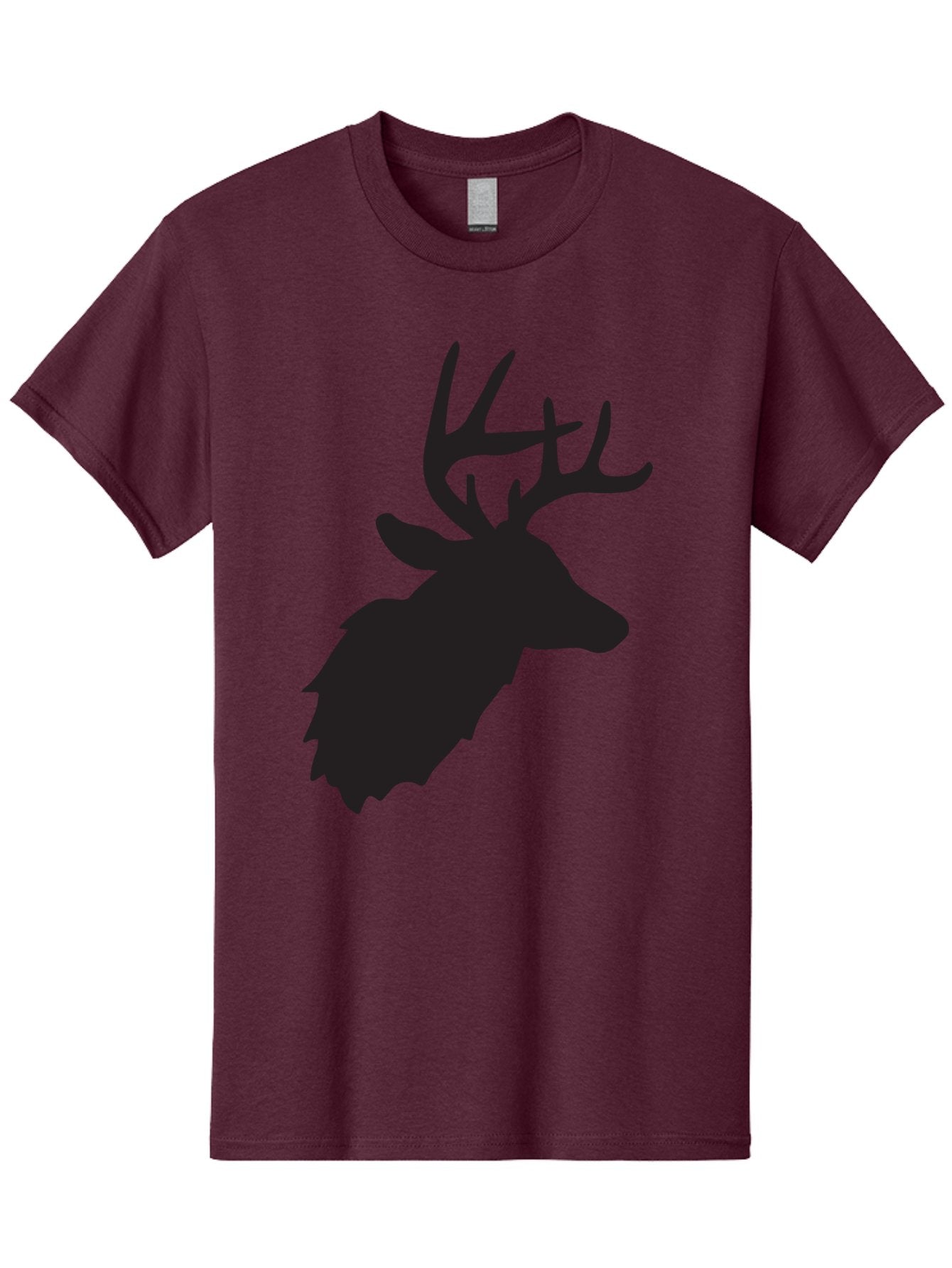 Deer-Head-Silhouette Men'S Graphic Tee, 100% Cotton, Comfortable Casual Summer Wear, Machine Washable, Elk Silhouette, Wildlife Art, Majestic Animal, Forest Creature, Hunting Symbol, Nature Icon, Graphic Design, Simple Illustration, Aac641 13