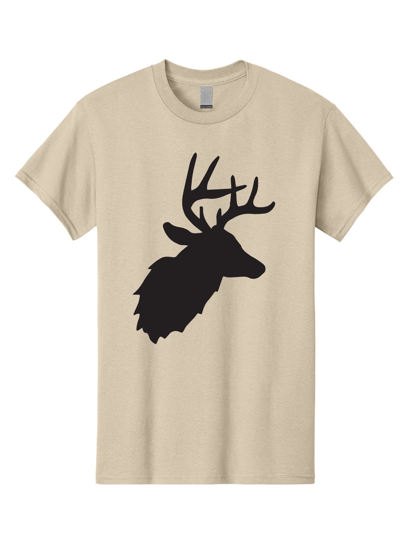Deer-Head-Silhouette Men'S Graphic Tee, 100% Cotton, Comfortable Casual Summer Wear, Machine Washable, Elk Silhouette, Wildlife Art, Majestic Animal, Forest Creature, Hunting Symbol, Nature Icon, Graphic Design, Simple Illustration, Aac641 3