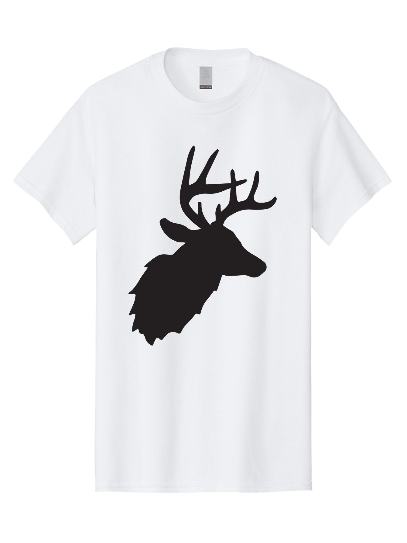 Deer-Head-Silhouette Men'S Graphic Tee, 100% Cotton, Comfortable Casual Summer Wear, Machine Washable, Elk Silhouette, Wildlife Art, Majestic Animal, Forest Creature, Hunting Symbol, Nature Icon, Graphic Design, Simple Illustration, Aac641 5