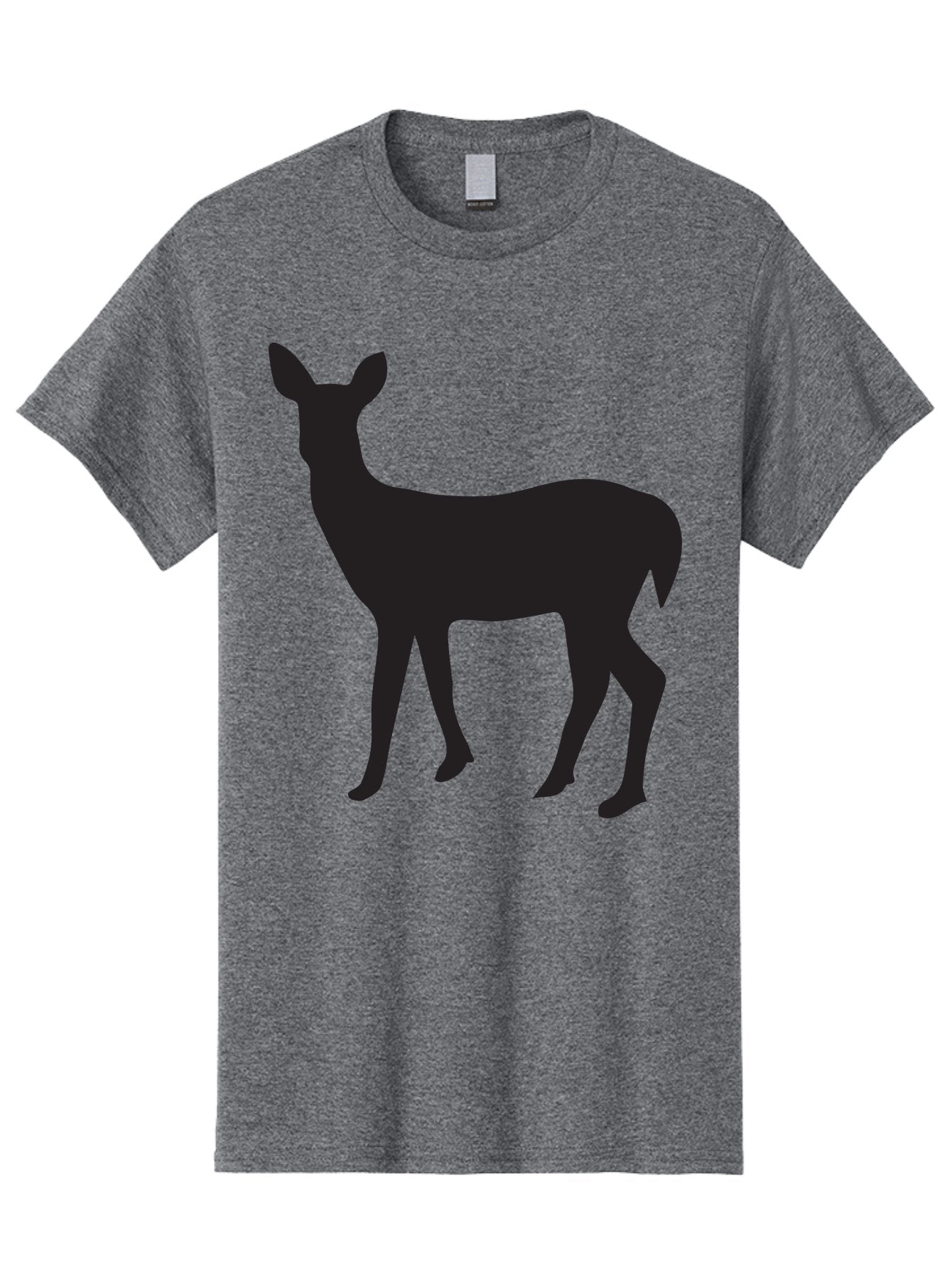 Deer-Silhouette-1 Men'S Graphic Tee, 100% Cotton, Comfortable Casual Summer Wear, Machine Washable, Deer Silhouette, Wildlife Graphic, Animal Shape, Simple Design, Minimalist Art, Forest Creature, Nature Icon Aac642 10