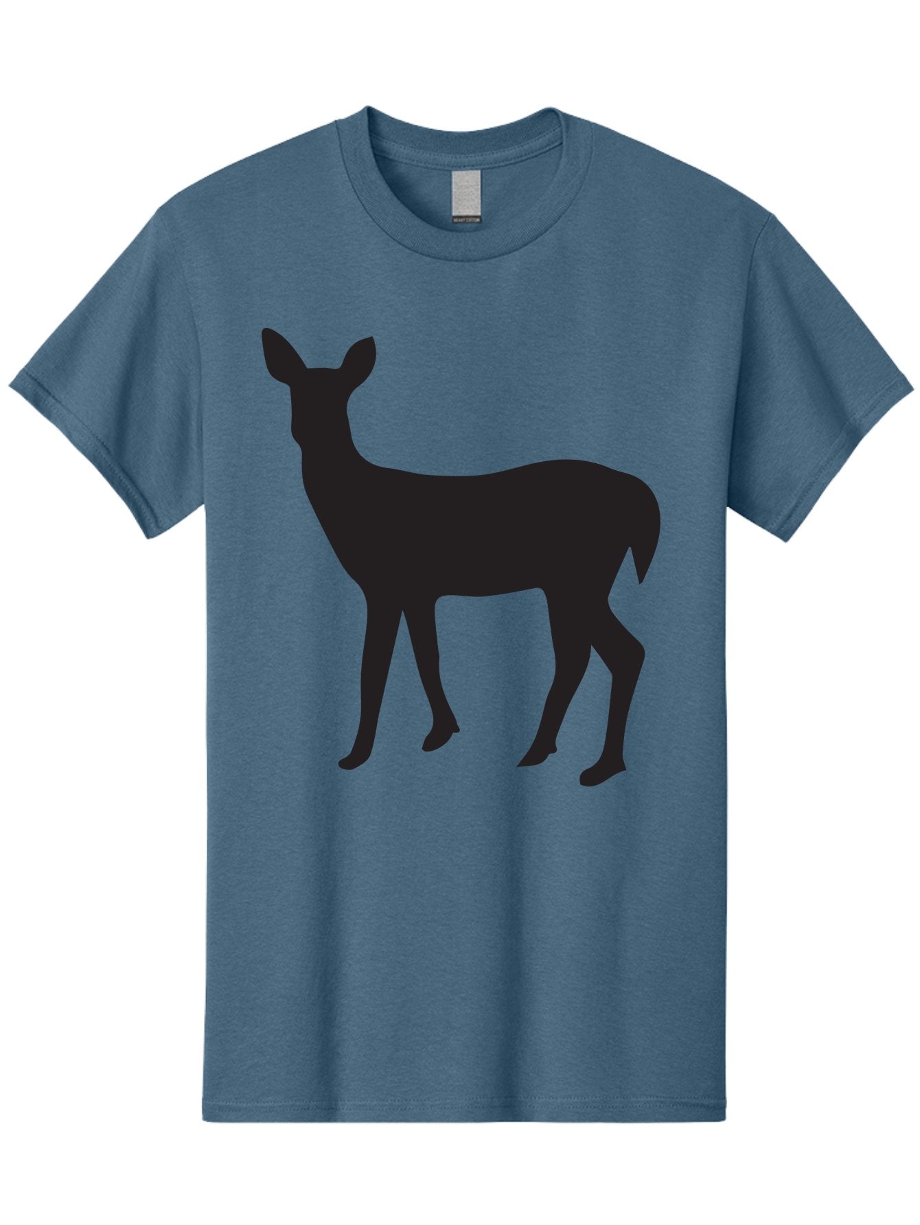 Deer-Silhouette-1 Men'S Graphic Tee, 100% Cotton, Comfortable Casual Summer Wear, Machine Washable, Deer Silhouette, Wildlife Graphic, Animal Shape, Simple Design, Minimalist Art, Forest Creature, Nature Icon Aac642