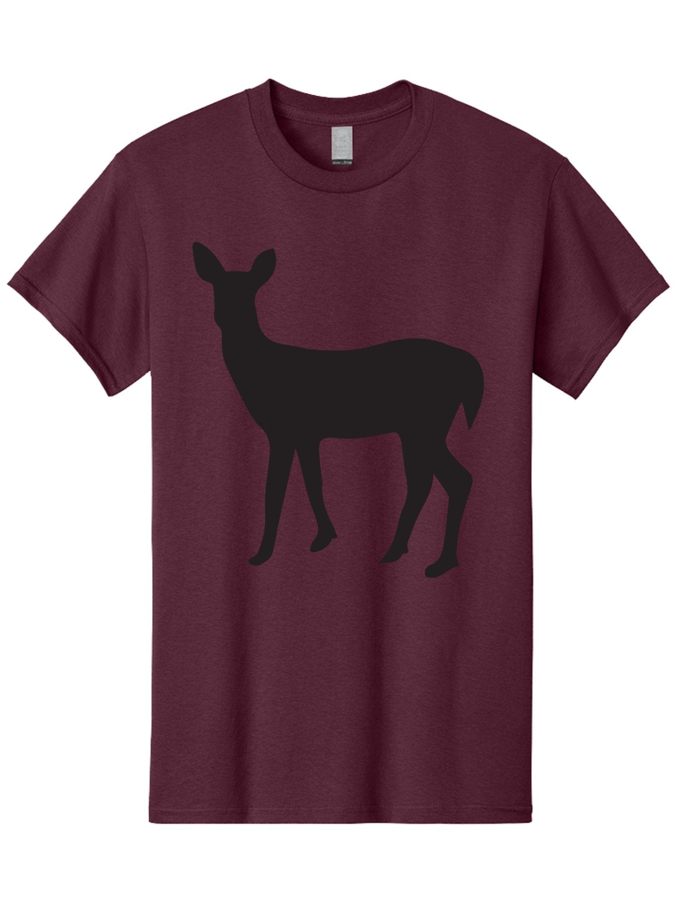 Deer-Silhouette-1 Men'S Graphic Tee, 100% Cotton, Comfortable Casual Summer Wear, Machine Washable, Deer Silhouette, Wildlife Graphic, Animal Shape, Simple Design, Minimalist Art, Forest Creature, Nature Icon Aac642 13