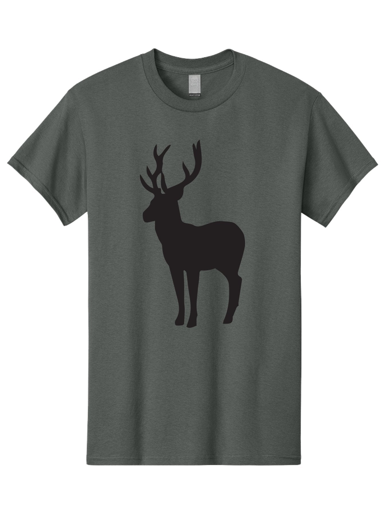 Deer-Silhouette-2 Men'S Graphic Tee, 100% Cotton, Comfortable Casual Summer Wear, Machine Washable, Deer Silhouette, Stag Illustration, Antlered Animal, Wildlife Graphic, Majestic Deer, Forest Creature, Simple Design, Minimalist Art, Aac643 13