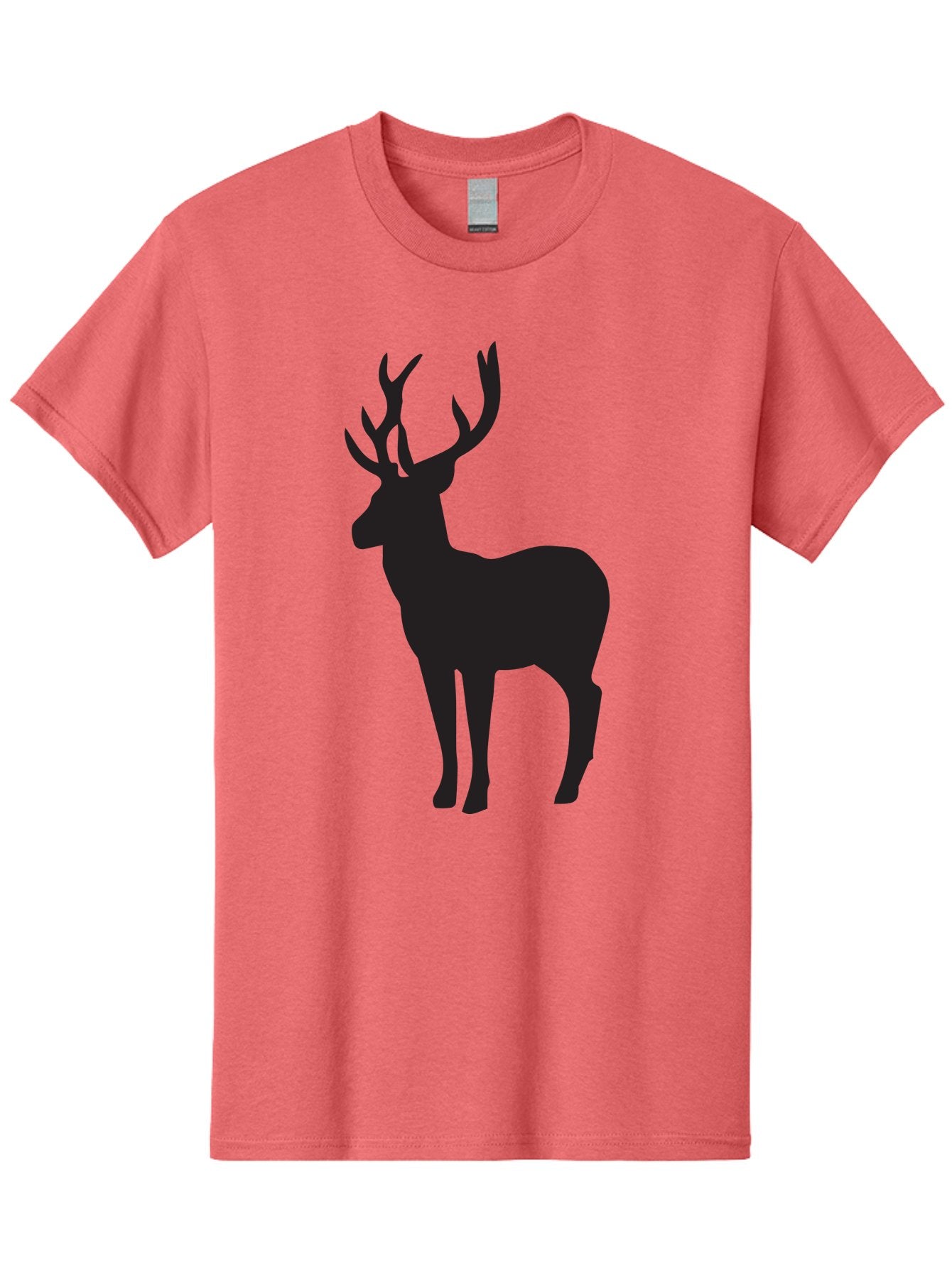 Deer-Silhouette-2 Men'S Graphic Tee, 100% Cotton, Comfortable Casual Summer Wear, Machine Washable, Deer Silhouette, Stag Illustration, Antlered Animal, Wildlife Graphic, Majestic Deer, Forest Creature, Simple Design, Minimalist Art, Aac643 3