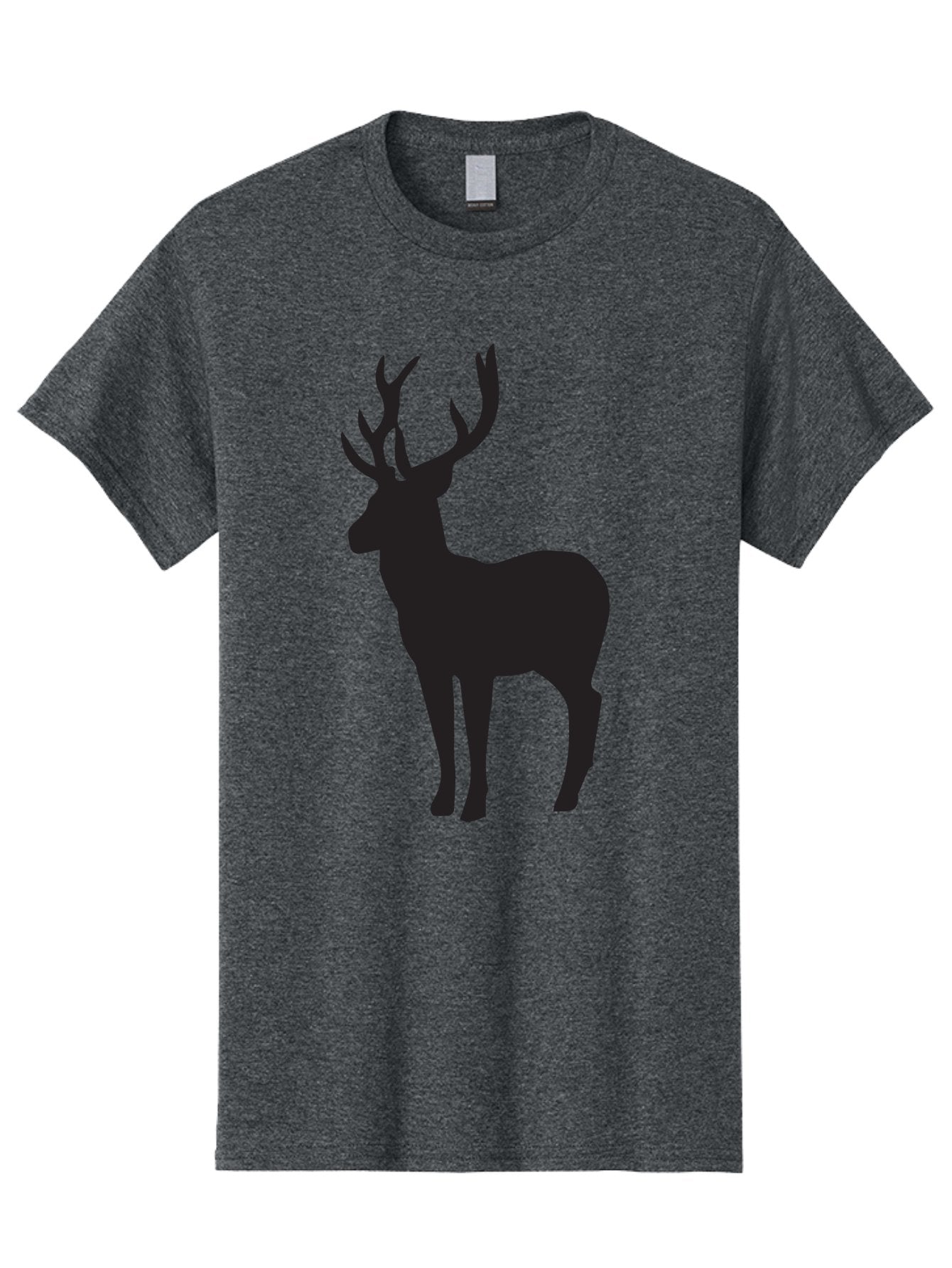 Deer-Silhouette-2 Men'S Graphic Tee, 100% Cotton, Comfortable Casual Summer Wear, Machine Washable, Deer Silhouette, Stag Illustration, Antlered Animal, Wildlife Graphic, Majestic Deer, Forest Creature, Simple Design, Minimalist Art, Aac643