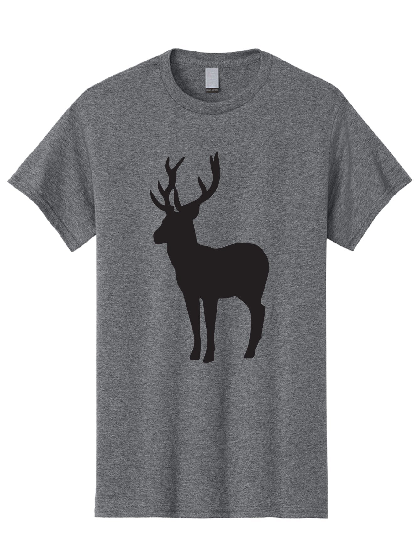 Deer-Silhouette-2 Men'S Graphic Tee, 100% Cotton, Comfortable Casual Summer Wear, Machine Washable, Deer Silhouette, Stag Illustration, Antlered Animal, Wildlife Graphic, Majestic Deer, Forest Creature, Simple Design, Minimalist Art, Aac643 10