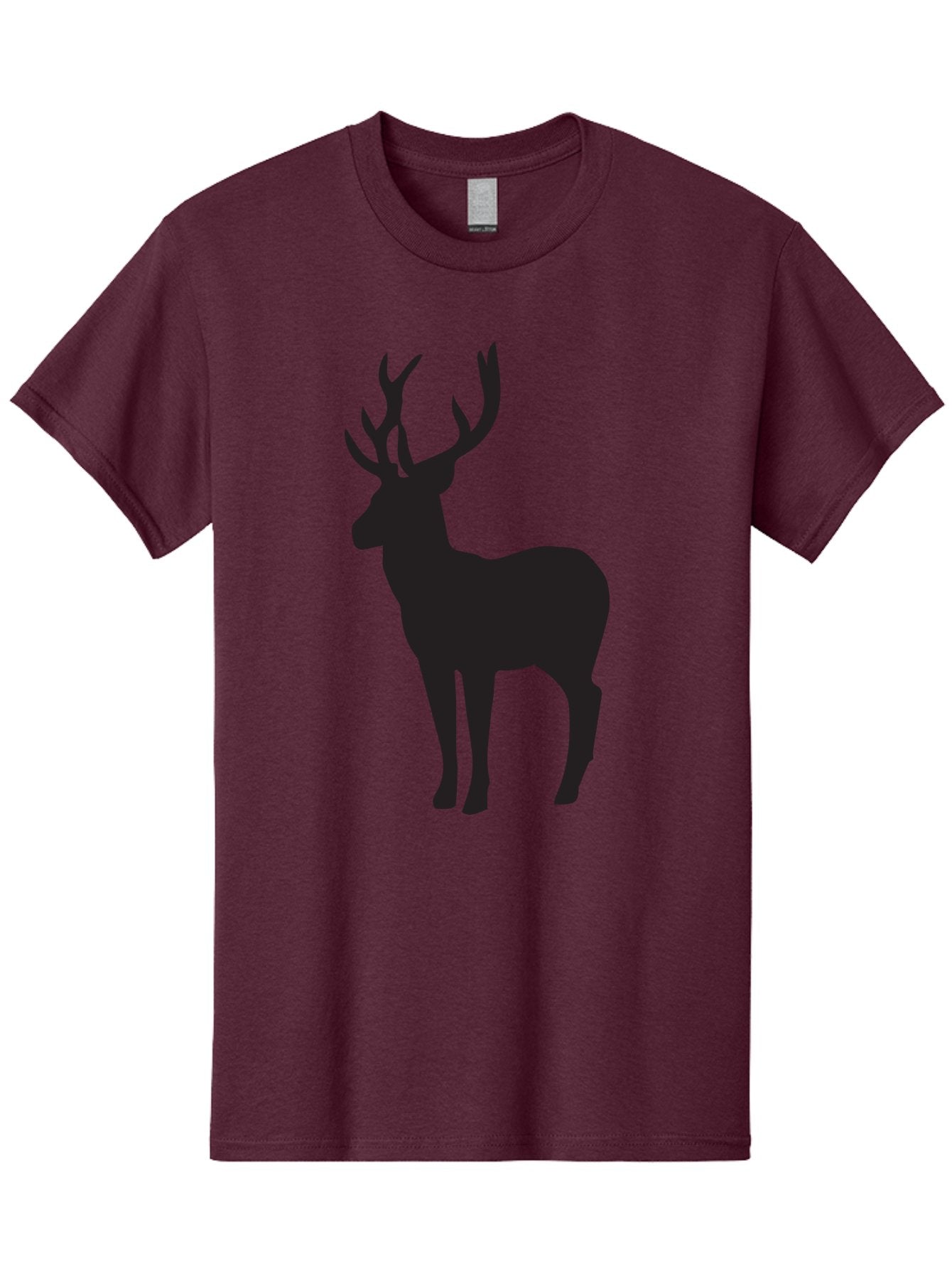 Deer-Silhouette-2 Men'S Graphic Tee, 100% Cotton, Comfortable Casual Summer Wear, Machine Washable, Deer Silhouette, Stag Illustration, Antlered Animal, Wildlife Graphic, Majestic Deer, Forest Creature, Simple Design, Minimalist Art, Aac643 5