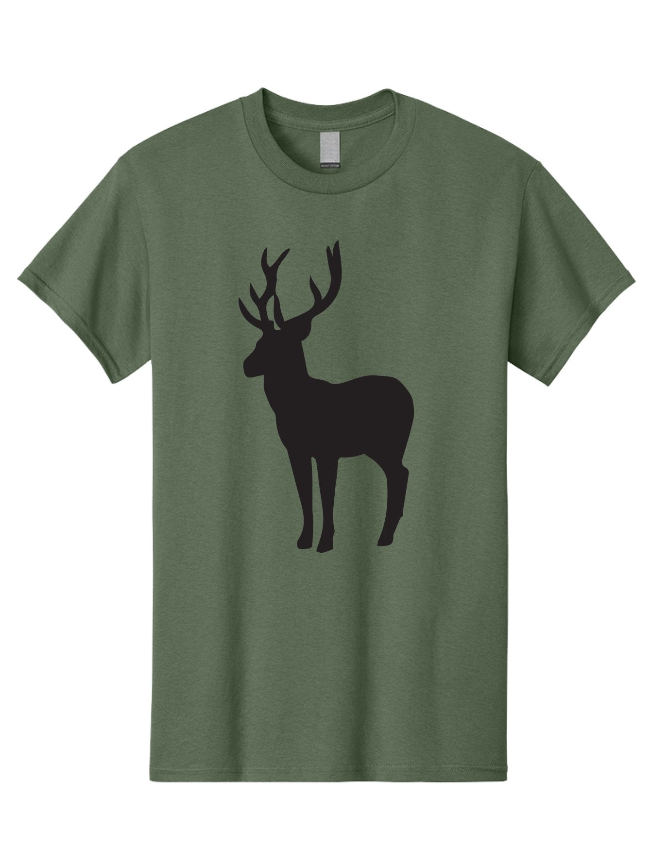 Deer-Silhouette-2 Men'S Graphic Tee, 100% Cotton, Comfortable Casual Summer Wear, Machine Washable, Deer Silhouette, Stag Illustration, Antlered Animal, Wildlife Graphic, Majestic Deer, Forest Creature, Simple Design, Minimalist Art, Aac643