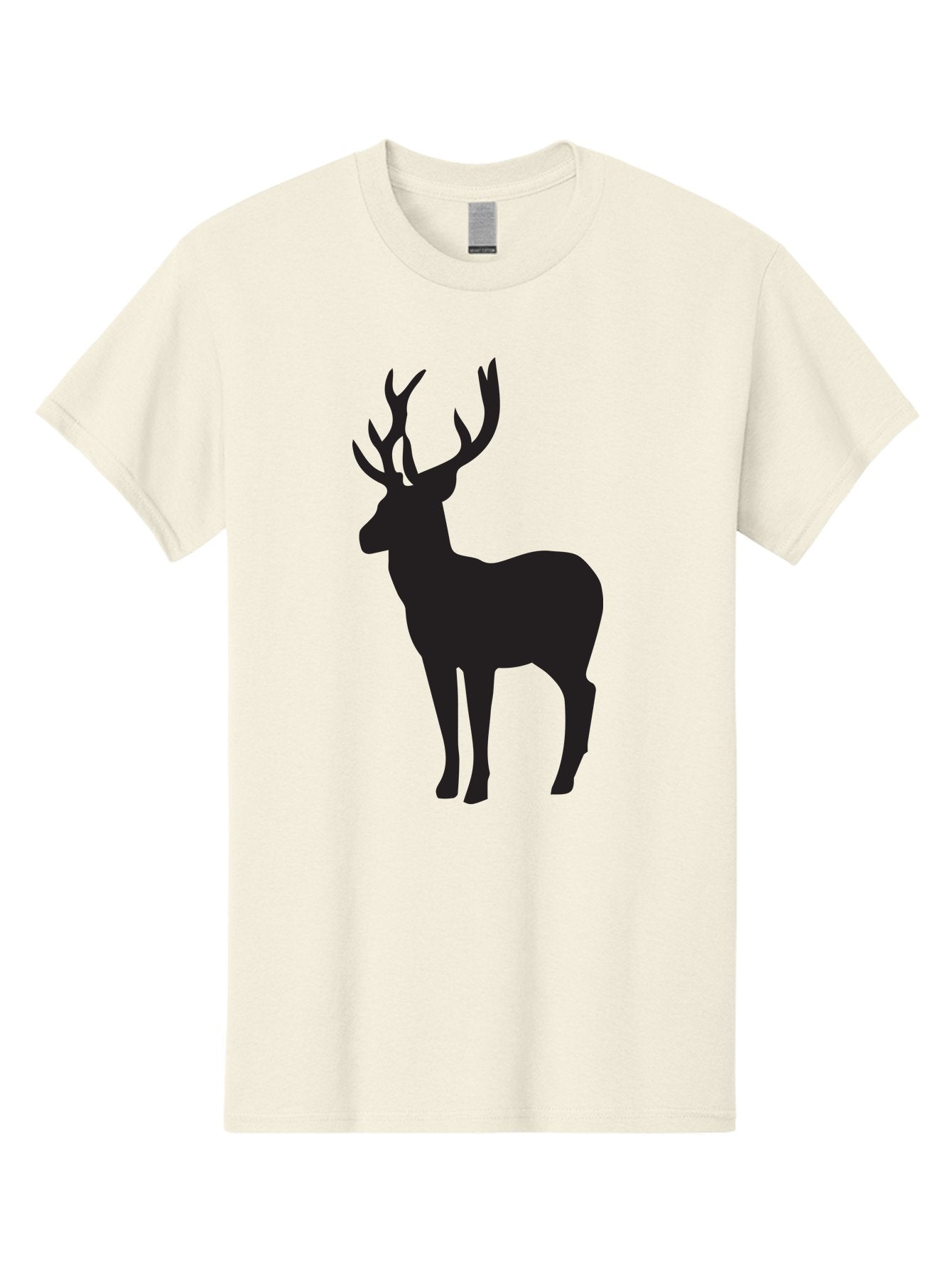 Deer-Silhouette-2 Men'S Graphic Tee, 100% Cotton, Comfortable Casual Summer Wear, Machine Washable, Deer Silhouette, Stag Illustration, Antlered Animal, Wildlife Graphic, Majestic Deer, Forest Creature, Simple Design, Minimalist Art, Aac643 12