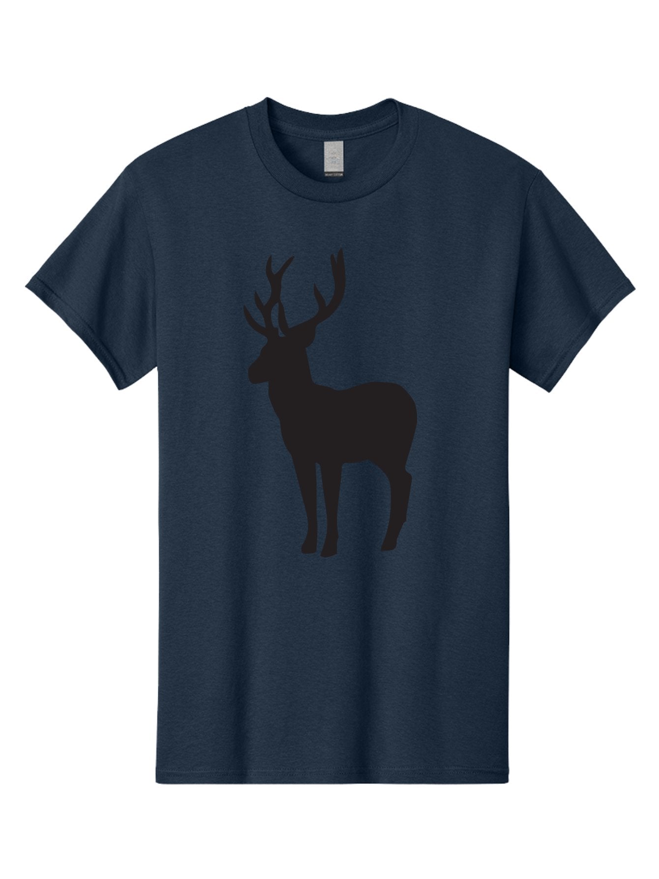 Deer-Silhouette-2 Men'S Graphic Tee, 100% Cotton, Comfortable Casual Summer Wear, Machine Washable, Deer Silhouette, Stag Illustration, Antlered Animal, Wildlife Graphic, Majestic Deer, Forest Creature, Simple Design, Minimalist Art, Aac643 7