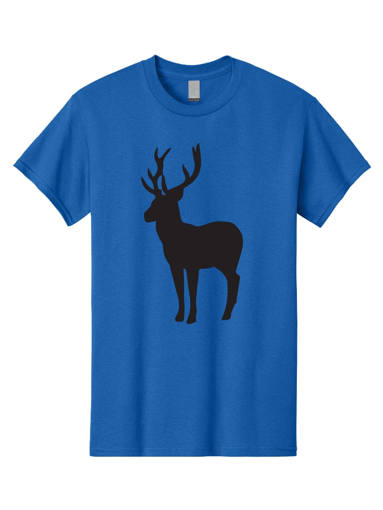 Deer-Silhouette-2 Men'S Graphic Tee, 100% Cotton, Comfortable Casual Summer Wear, Machine Washable, Deer Silhouette, Stag Illustration, Antlered Animal, Wildlife Graphic, Majestic Deer, Forest Creature, Simple Design, Minimalist Art, Aac643 9