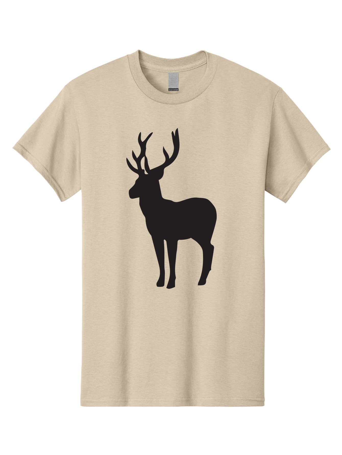 Deer-Silhouette-2 Men'S Graphic Tee, 100% Cotton, Comfortable Casual Summer Wear, Machine Washable, Deer Silhouette, Stag Illustration, Antlered Animal, Wildlife Graphic, Majestic Deer, Forest Creature, Simple Design, Minimalist Art, Aac643 15