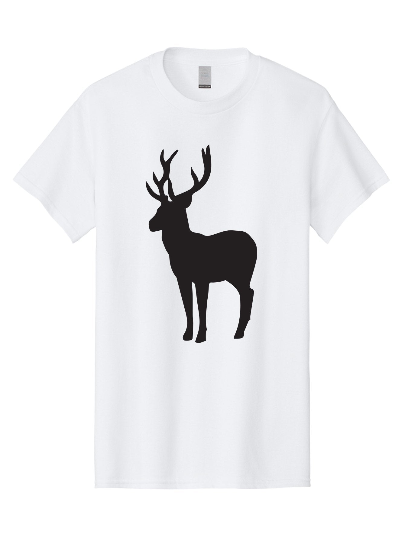 Deer-Silhouette-2 Men'S Graphic Tee, 100% Cotton, Comfortable Casual Summer Wear, Machine Washable, Deer Silhouette, Stag Illustration, Antlered Animal, Wildlife Graphic, Majestic Deer, Forest Creature, Simple Design, Minimalist Art, Aac643 11