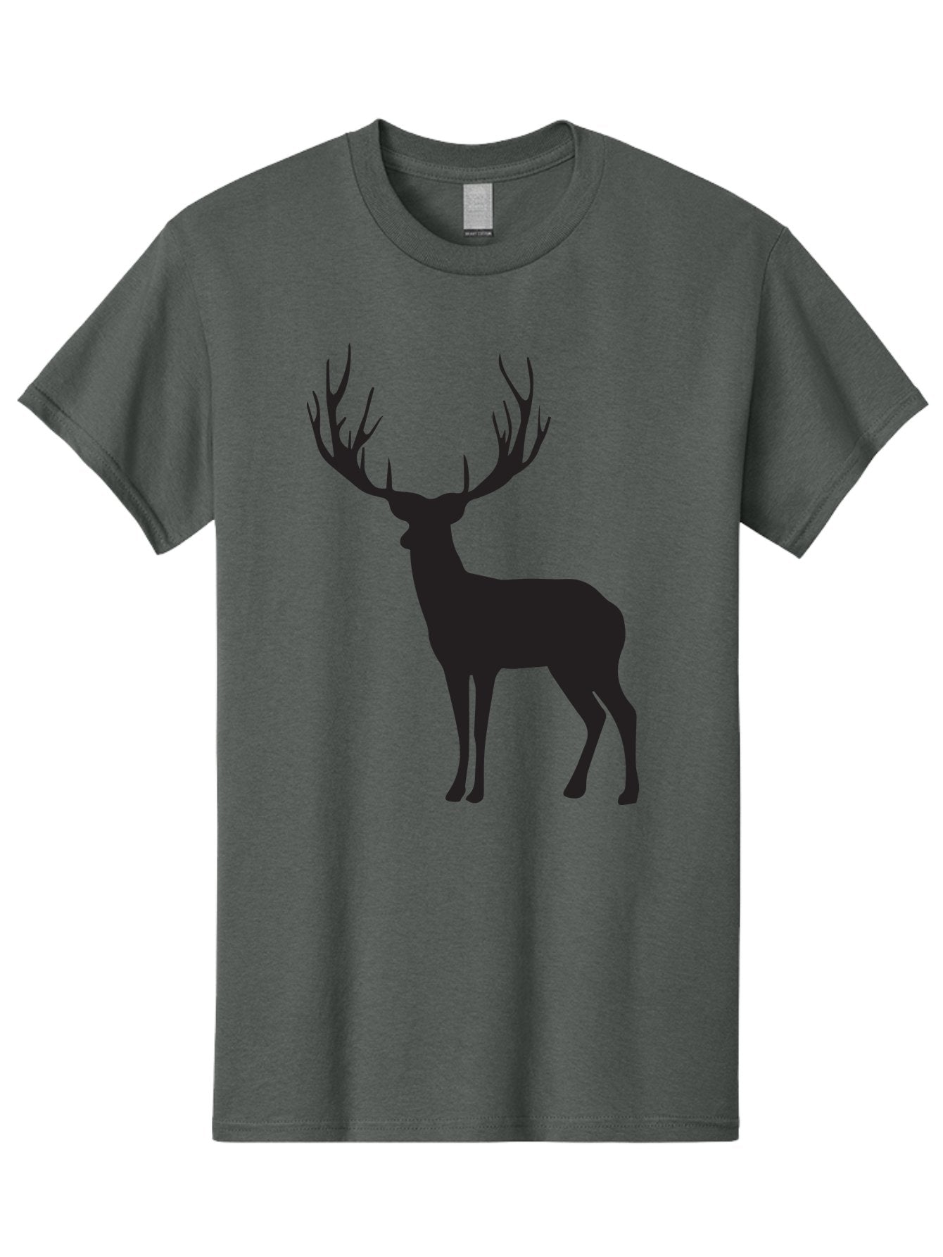 Deer-Silhouette-3 Men'S Graphic Tee, 100% Cotton, Comfortable Casual Summer Wear, Machine Washable, Deer Silhouette, Majestic Stag, Wildlife Illustration, Black Silhouette, Antlers, Wild Animal, Forest Creature, Nature Graphic Aac644 5