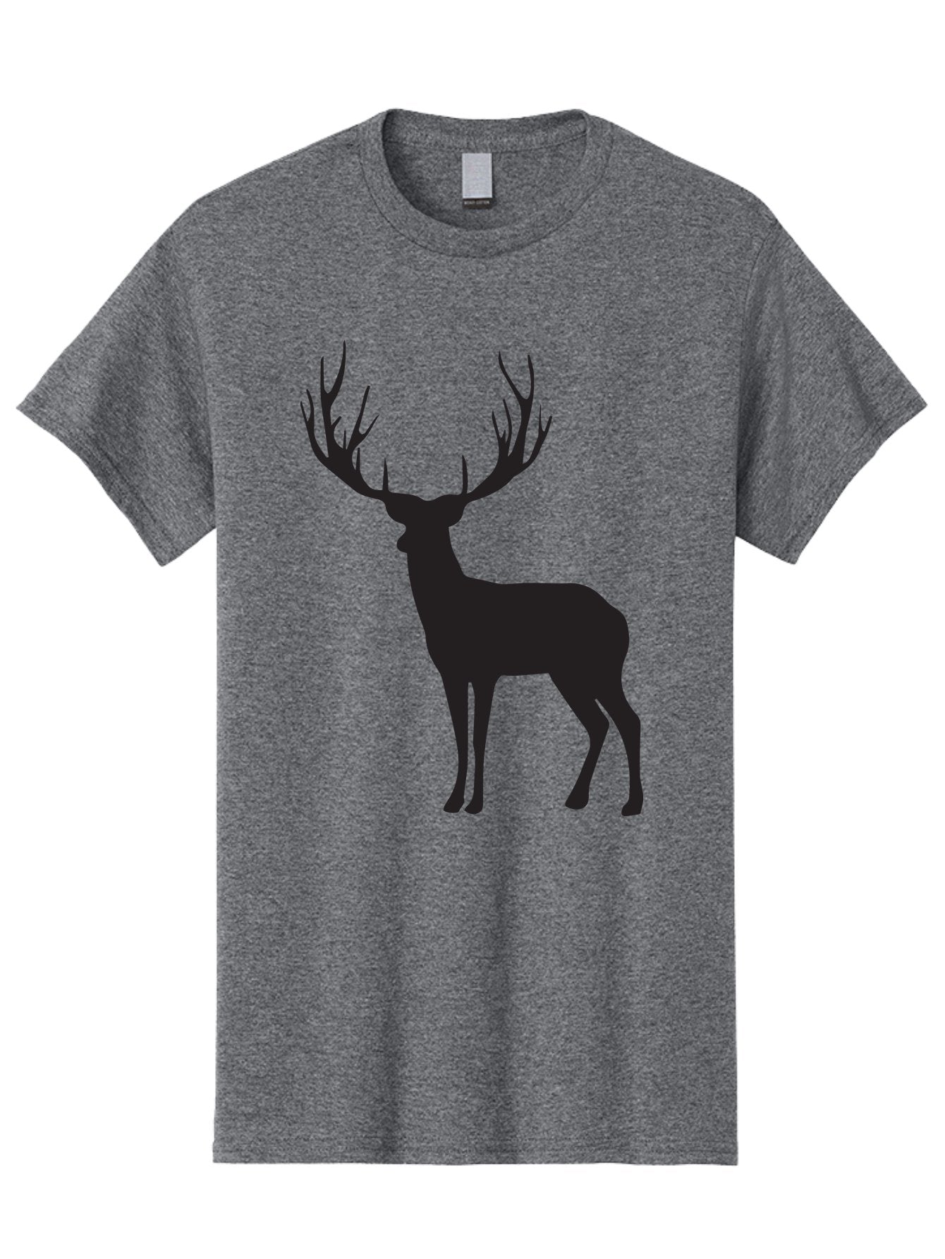 Deer-Silhouette-3 Men'S Graphic Tee, 100% Cotton, Comfortable Casual Summer Wear, Machine Washable, Deer Silhouette, Majestic Stag, Wildlife Illustration, Black Silhouette, Antlers, Wild Animal, Forest Creature, Nature Graphic Aac644 12