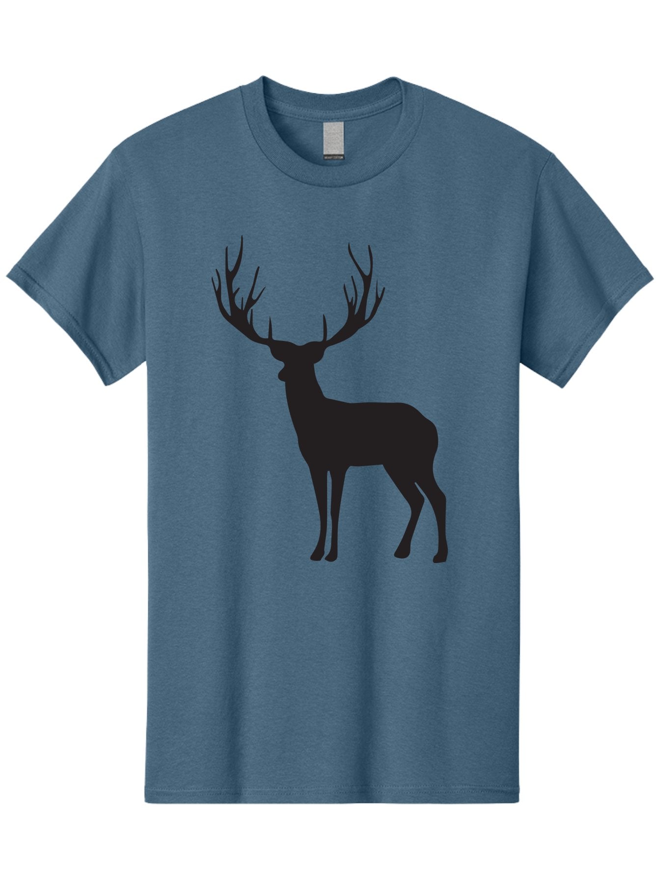 Deer-Silhouette-3 Men'S Graphic Tee, 100% Cotton, Comfortable Casual Summer Wear, Machine Washable, Deer Silhouette, Majestic Stag, Wildlife Illustration, Black Silhouette, Antlers, Wild Animal, Forest Creature, Nature Graphic Aac644 3