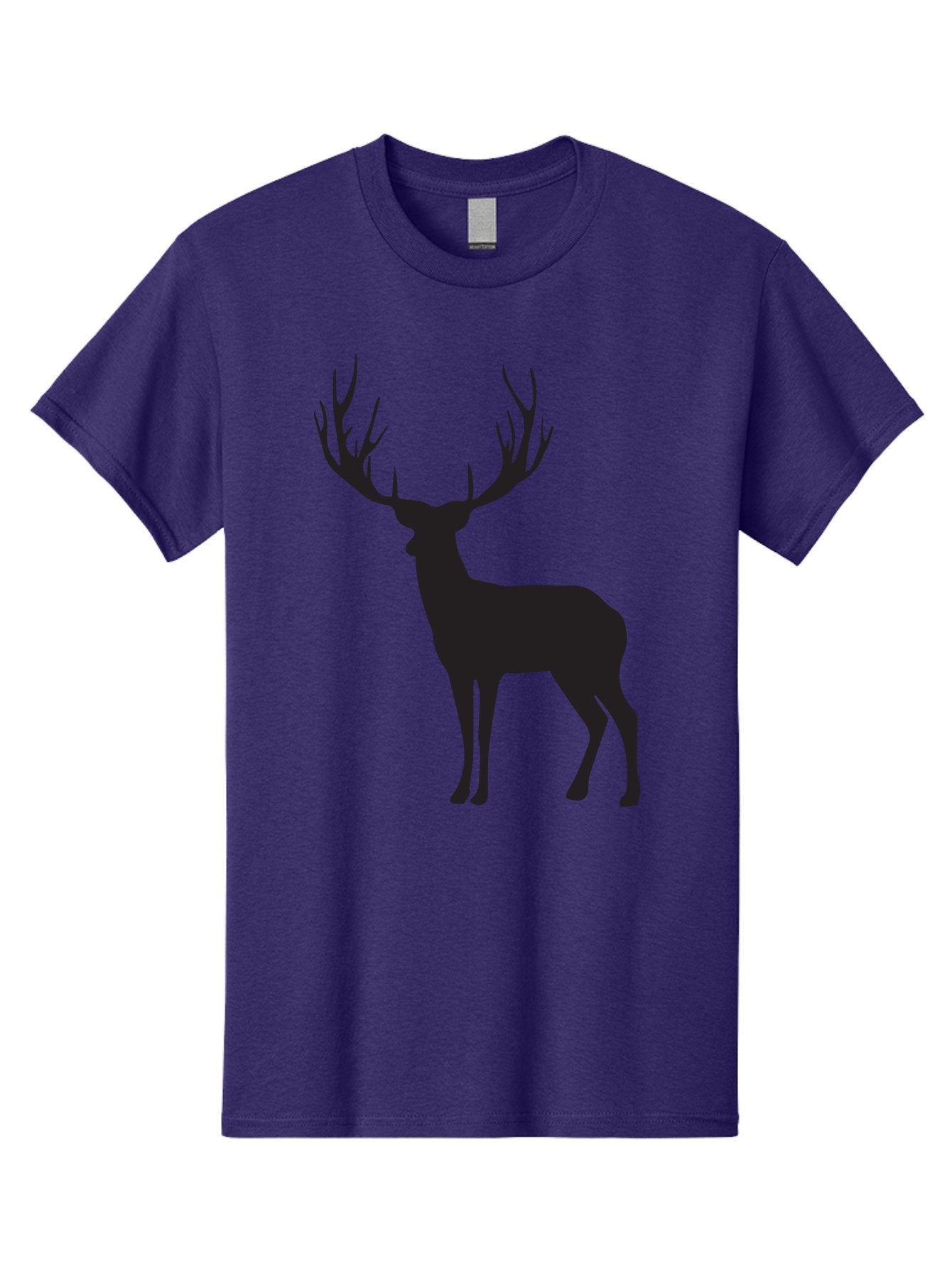 Deer-Silhouette-3 Men'S Graphic Tee, 100% Cotton, Comfortable Casual Summer Wear, Machine Washable, Deer Silhouette, Majestic Stag, Wildlife Illustration, Black Silhouette, Antlers, Wild Animal, Forest Creature, Nature Graphic Aac644
