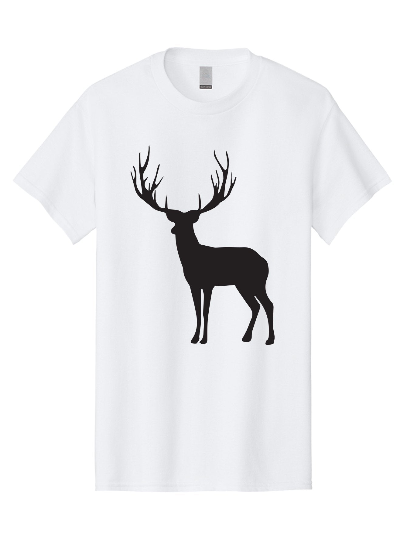 Deer-Silhouette-3 Men'S Graphic Tee, 100% Cotton, Comfortable Casual Summer Wear, Machine Washable, Deer Silhouette, Majestic Stag, Wildlife Illustration, Black Silhouette, Antlers, Wild Animal, Forest Creature, Nature Graphic Aac644 13