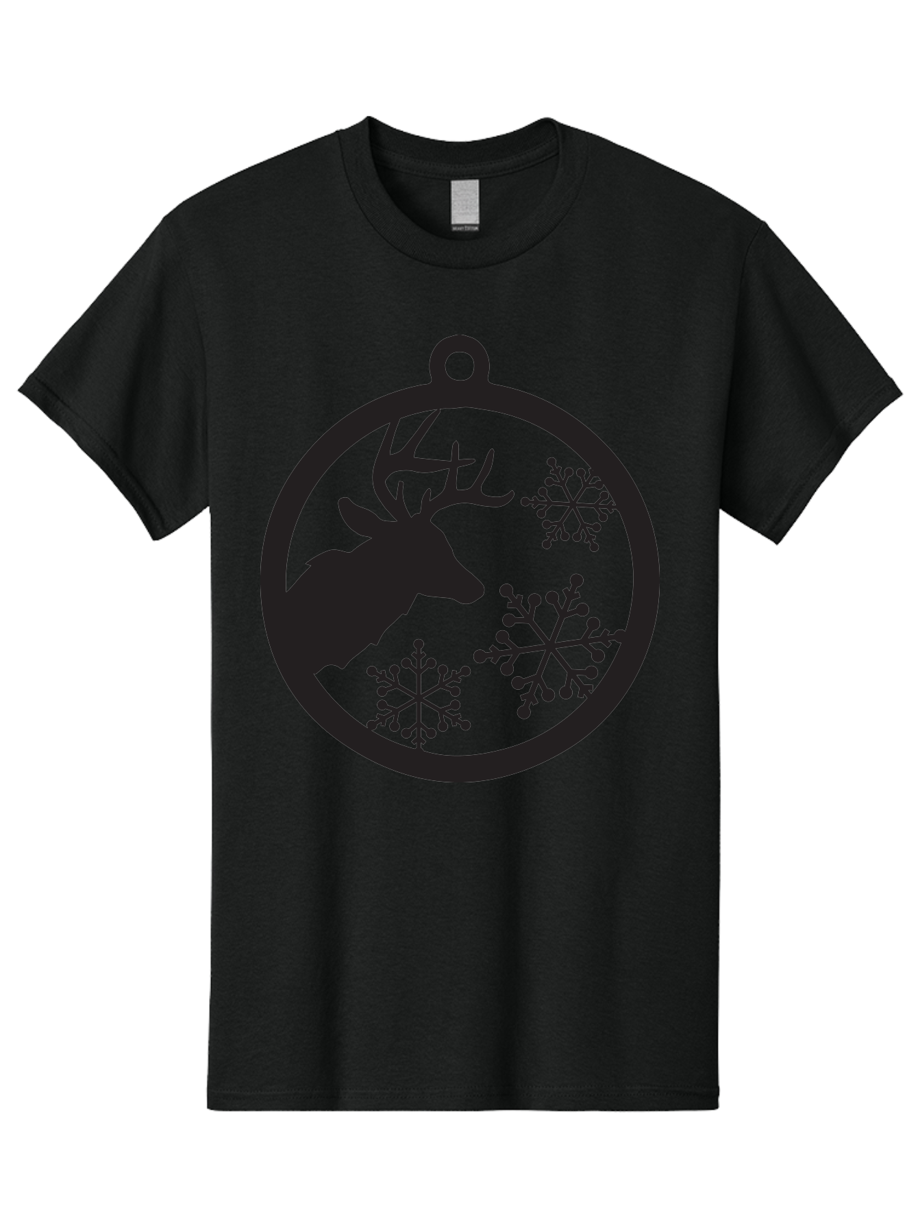 Deer-Snowflakes-Ornament Men'S Graphic Tee, 100% Cotton, Comfortable Casual Summer Wear, Machine Washable, Deer Silhouette, Snowflakes, Christmas Ornament, Winter Decoration, Festive Design, Holiday Decor, Wildlife Theme, Aac646 3