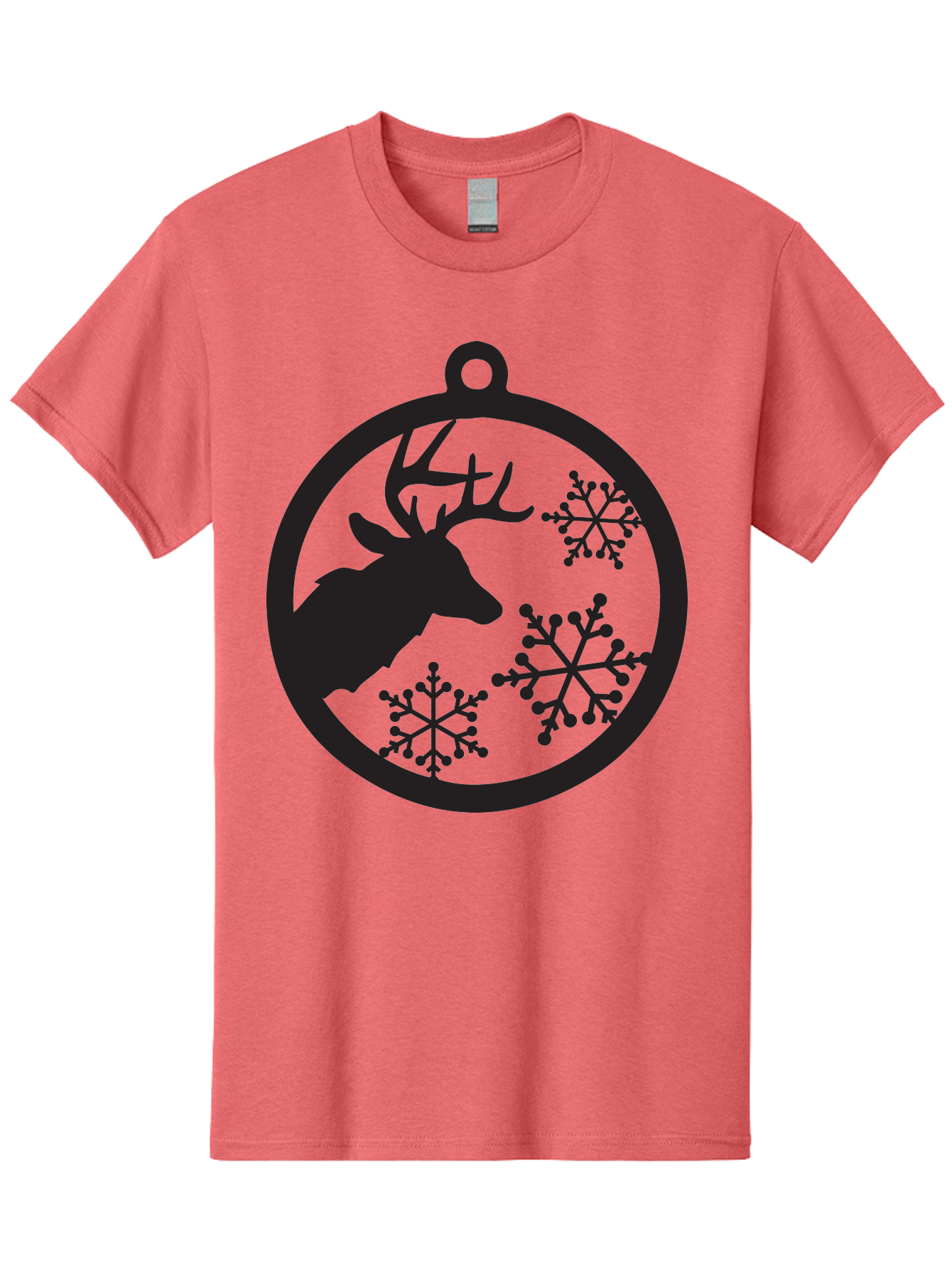 Deer-Snowflakes-Ornament Men'S Graphic Tee, 100% Cotton, Comfortable Casual Summer Wear, Machine Washable, Deer Silhouette, Snowflakes, Christmas Ornament, Winter Decoration, Festive Design, Holiday Decor, Wildlife Theme, Aac646 7