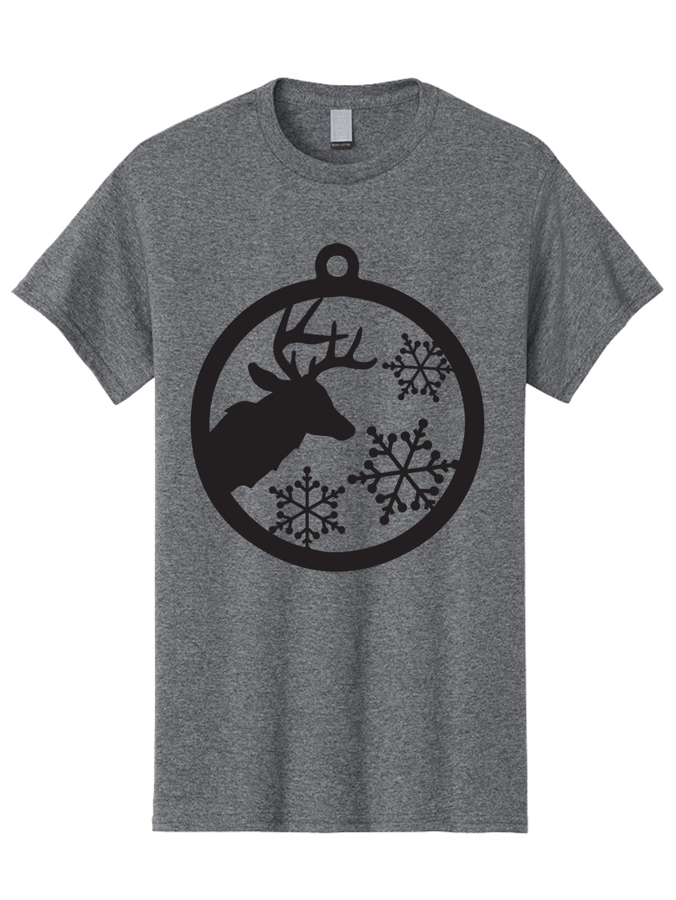 Deer-Snowflakes-Ornament Men'S Graphic Tee, 100% Cotton, Comfortable Casual Summer Wear, Machine Washable, Deer Silhouette, Snowflakes, Christmas Ornament, Winter Decoration, Festive Design, Holiday Decor, Wildlife Theme, Aac646 8