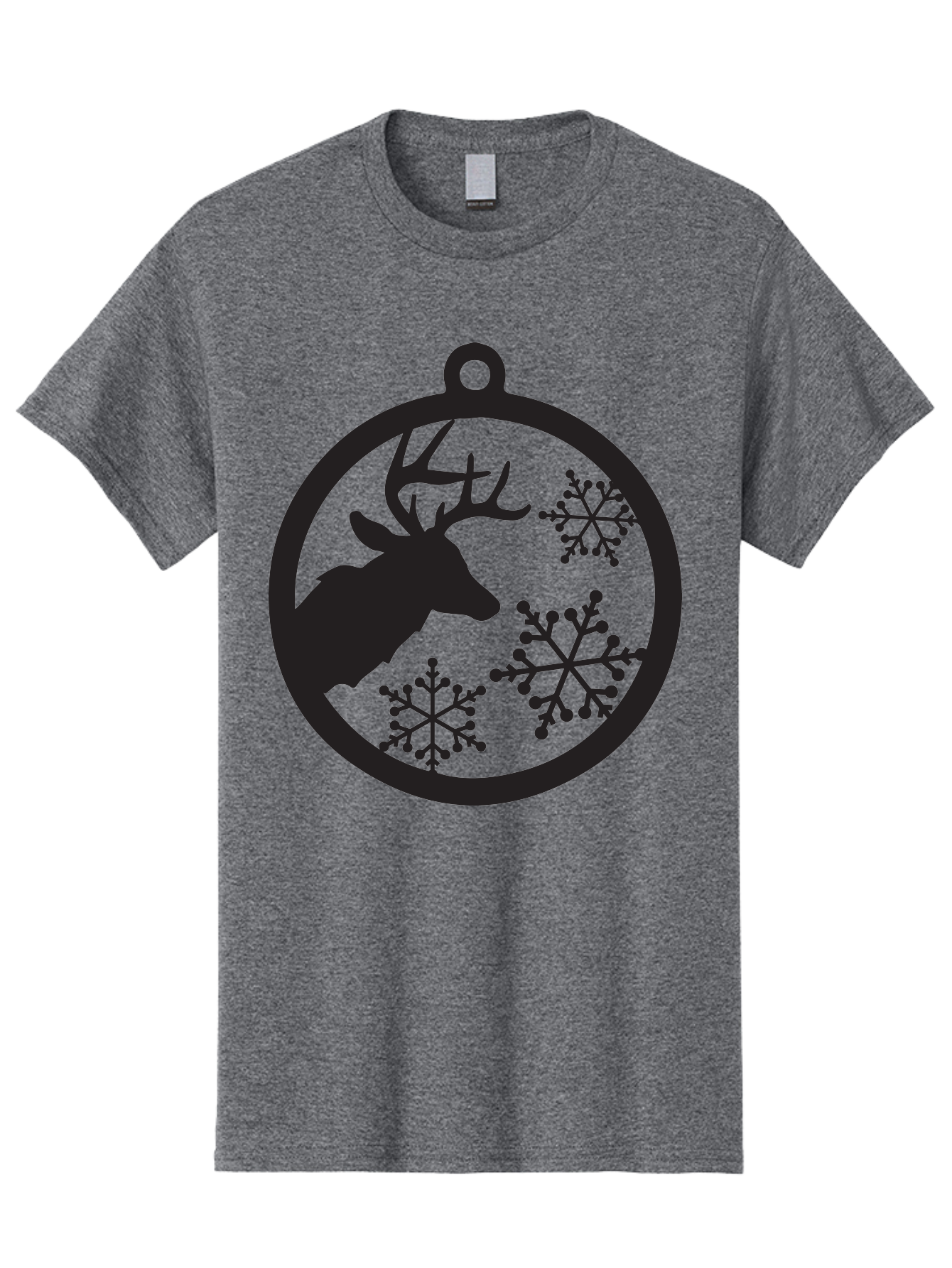 Deer-Snowflakes-Ornament Men'S Graphic Tee, 100% Cotton, Comfortable Casual Summer Wear, Machine Washable, Deer Silhouette, Snowflakes, Christmas Ornament, Winter Decoration, Festive Design, Holiday Decor, Wildlife Theme, Aac646 11