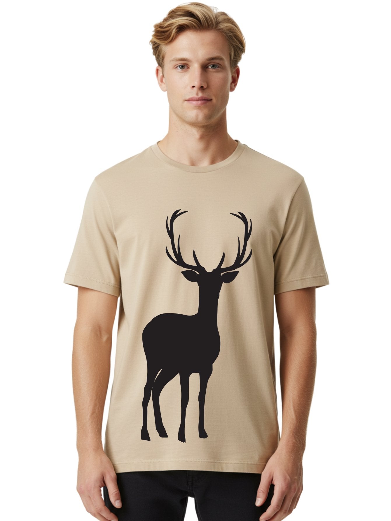 Deer Men'S Graphic Tee, 100% Cotton, Comfortable Casual Summer Wear, Machine Washable, Deer Silhouette, Majestic Stag, Wildlife Graphic, Antlers, Wild Animal, Minimalist Design, Nature-Inspired Art, Simple Illustration Aac647 16