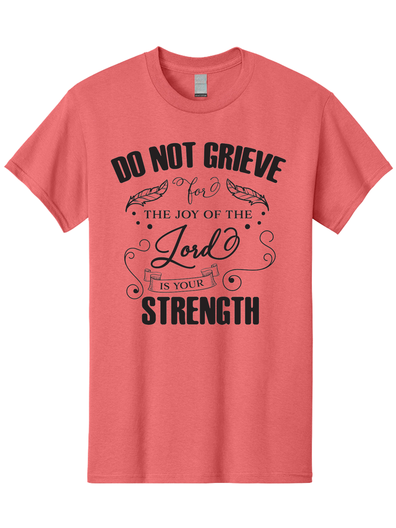 Do-Not-Grieve Men'S Graphic Tee, 100% Cotton, Comfortable Casual Summer Wear, Machine Washable, Inspirational Quote, Motivational Words, Faith-Based Message, Spiritual Guidance, Positive Affirmation, Scripture-Based, Bible Verse, Lord'S Joy, Aac649 5