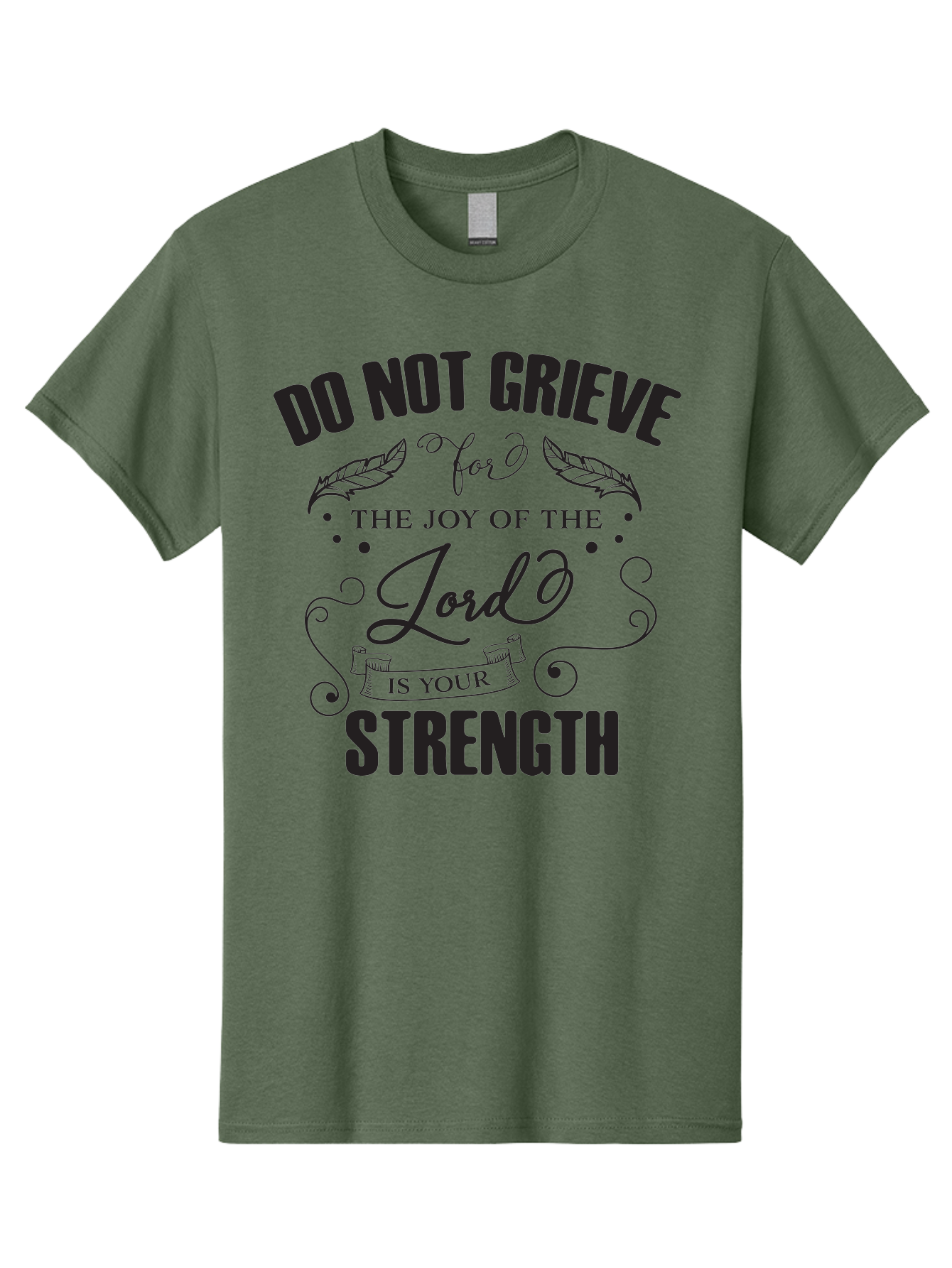 Do-Not-Grieve Men'S Graphic Tee, 100% Cotton, Comfortable Casual Summer Wear, Machine Washable, Inspirational Quote, Motivational Words, Faith-Based Message, Spiritual Guidance, Positive Affirmation, Scripture-Based, Bible Verse, Lord'S Joy, Aac649 23