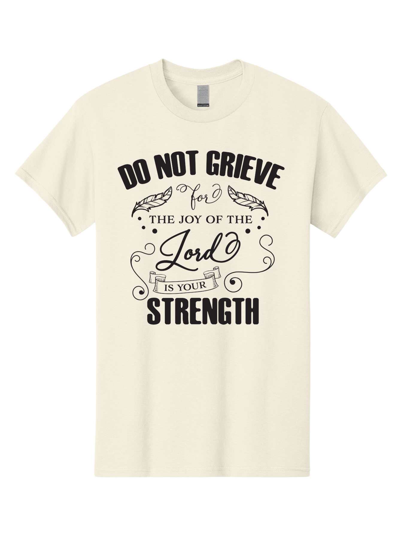 Do-Not-Grieve Men'S Graphic Tee, 100% Cotton, Comfortable Casual Summer Wear, Machine Washable, Inspirational Quote, Motivational Words, Faith-Based Message, Spiritual Guidance, Positive Affirmation, Scripture-Based, Bible Verse, Lord'S Joy, Aac649 7