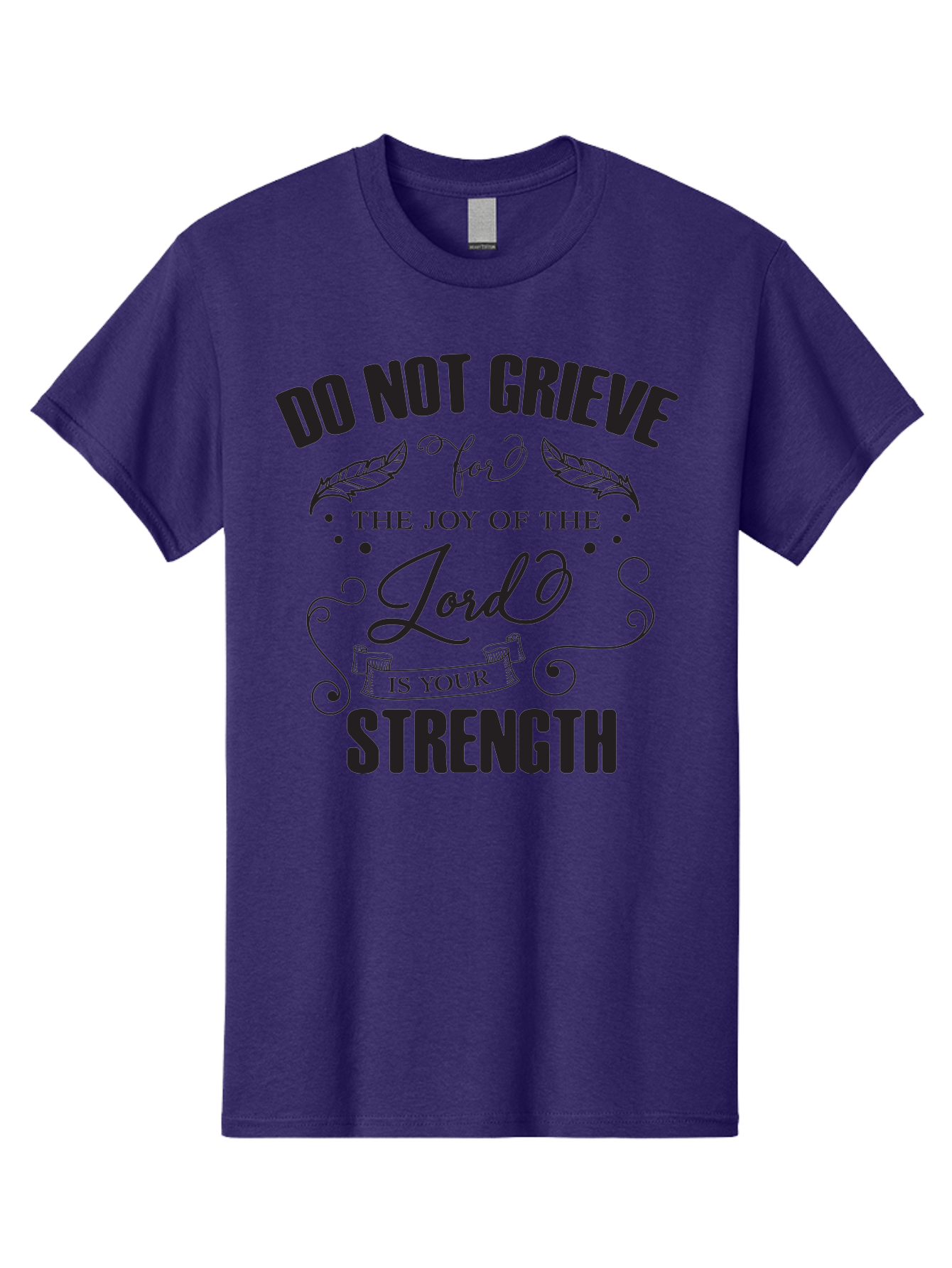 Do-Not-Grieve Men'S Graphic Tee, 100% Cotton, Comfortable Casual Summer Wear, Machine Washable, Inspirational Quote, Motivational Words, Faith-Based Message, Spiritual Guidance, Positive Affirmation, Scripture-Based, Bible Verse, Lord'S Joy, Aac649 17