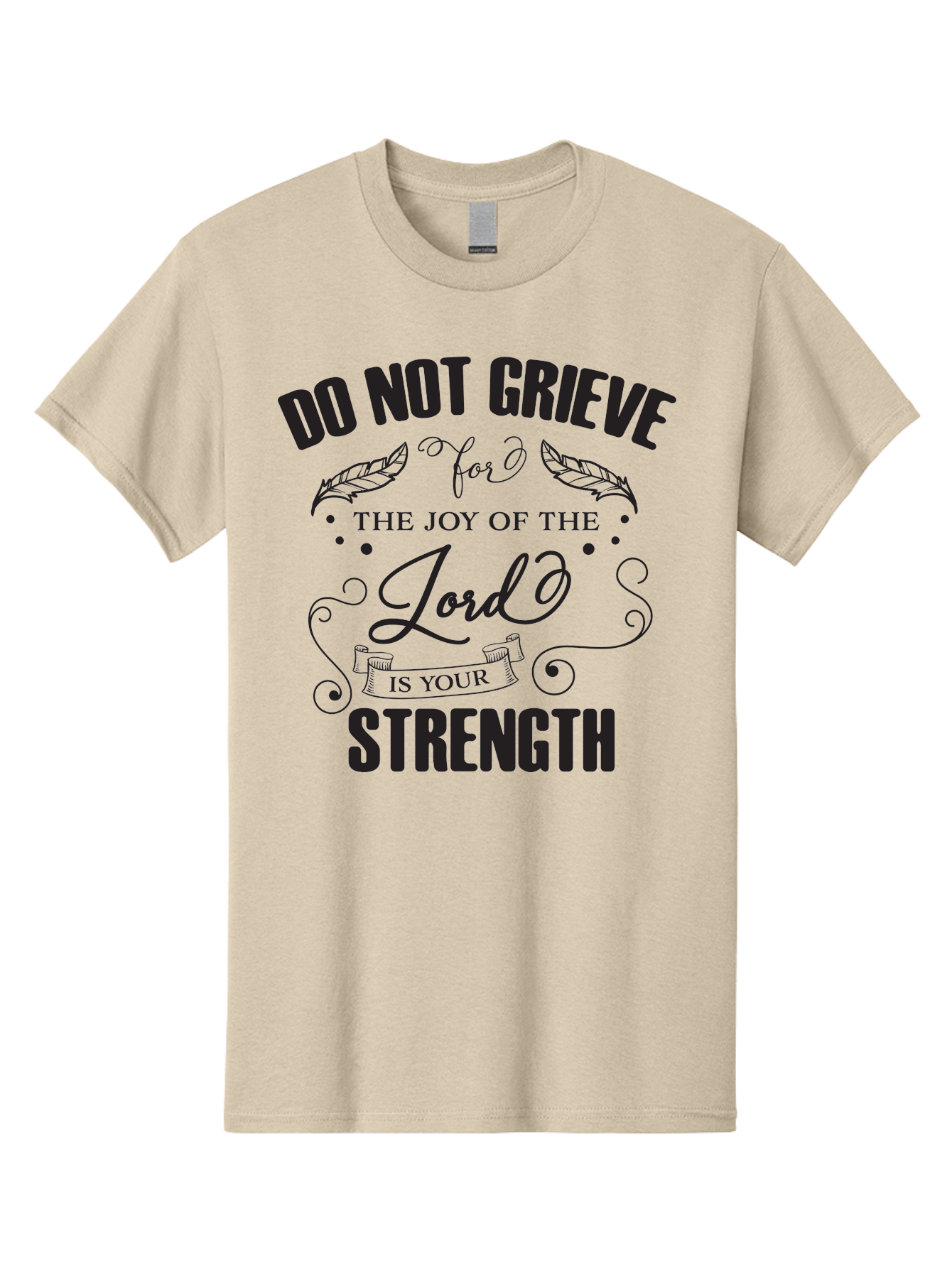 Do-Not-Grieve Men'S Graphic Tee, 100% Cotton, Comfortable Casual Summer Wear, Machine Washable, Inspirational Quote, Motivational Words, Faith-Based Message, Spiritual Guidance, Positive Affirmation, Scripture-Based, Bible Verse, Lord'S Joy, Aac649 29