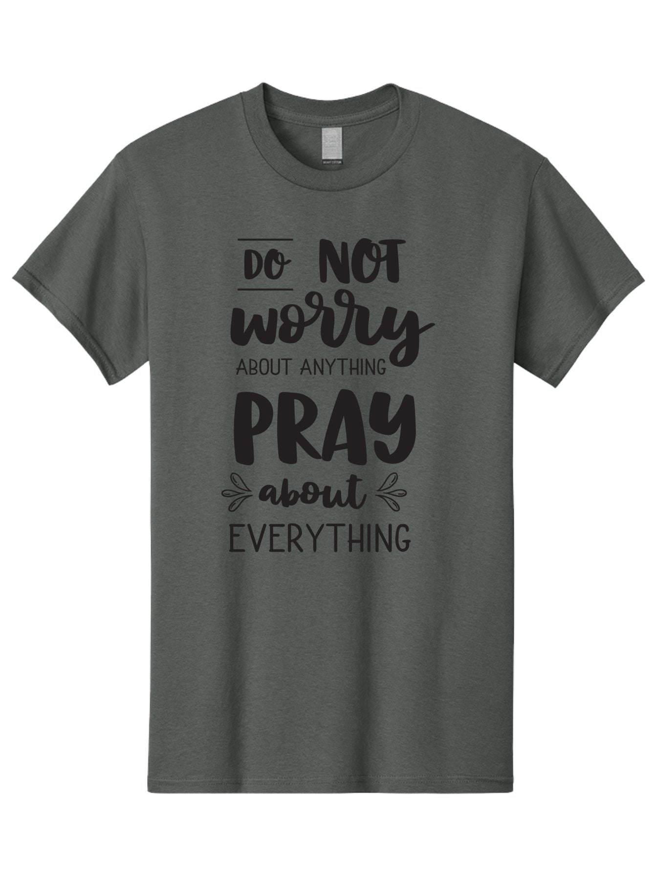 Do-Not-Worry-About-Anything-Pray-About-Everything Men'S Graphic Tee, 100% Cotton, Comfortable Casual Summer Wear, Machine Washable, Inspirational Quote, Motivational Phrase, Do Not Worry, Pray About Everything, Faith-Based Message, Aac650